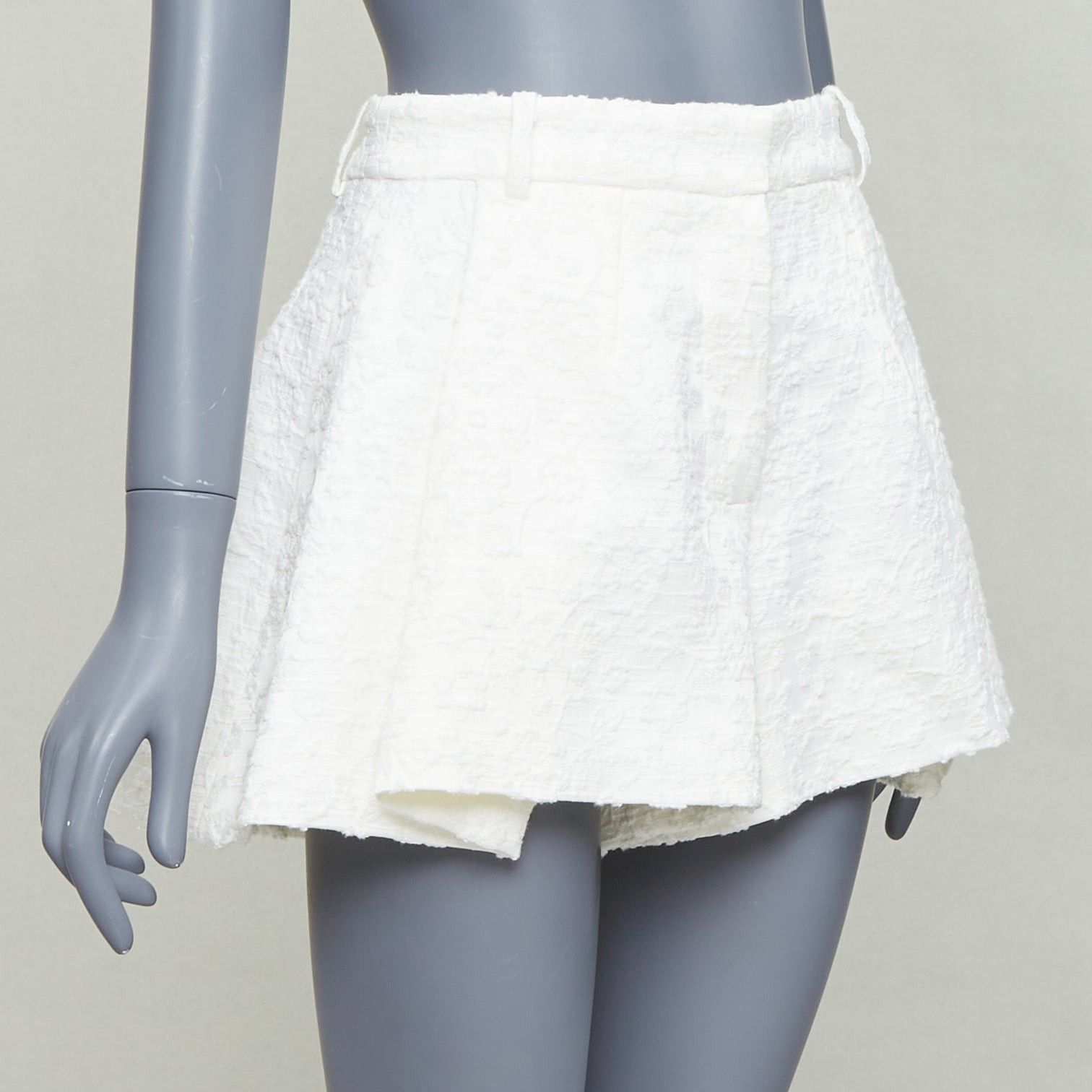 Other THE MANNEI cream floral cotton jacquard high waisted flare shorts IT36 XXS Size 25" / US 0 / IT 36 - 3 Thumbnail