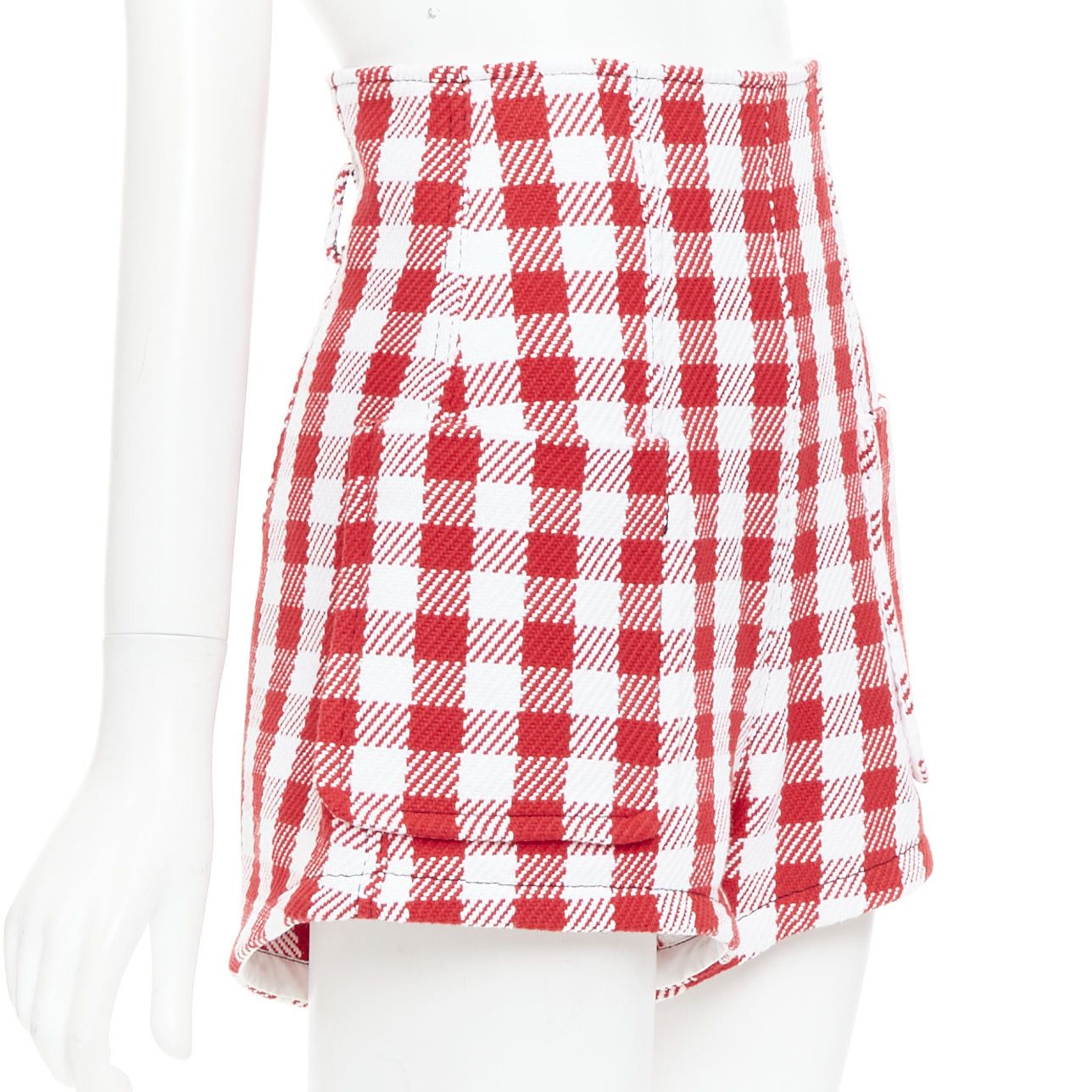 Philosophy di Lorenzo Serafini PHILOSOPHY Lorenzo Serafini red white check cotton blend high waist shorts IT38 XS Size 26" / US 2 / IT 38 - 3 Thumbnail