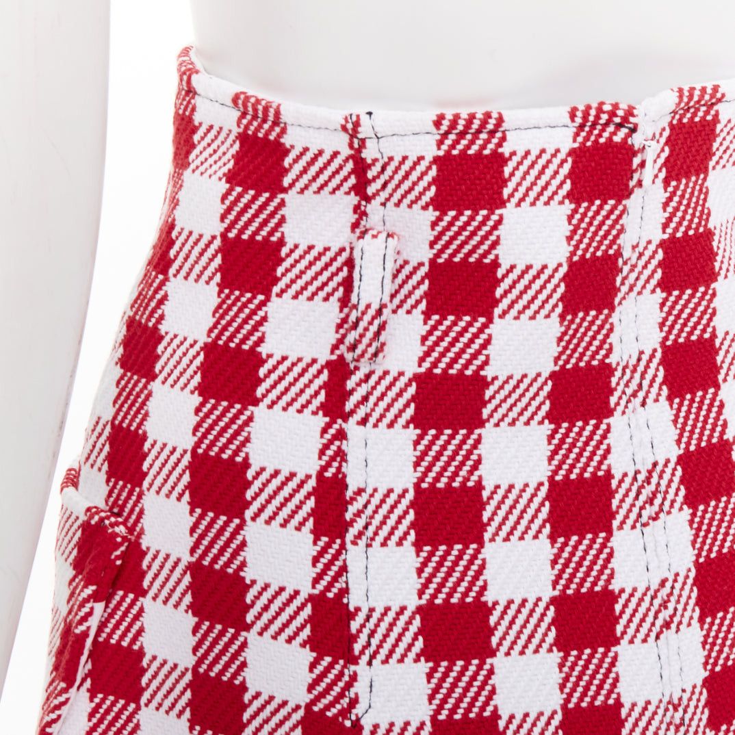 Philosophy di Lorenzo Serafini PHILOSOPHY Lorenzo Serafini red white check cotton blend high waist shorts IT38 XS Size 26" / US 2 / IT 38 - 2 Thumbnail