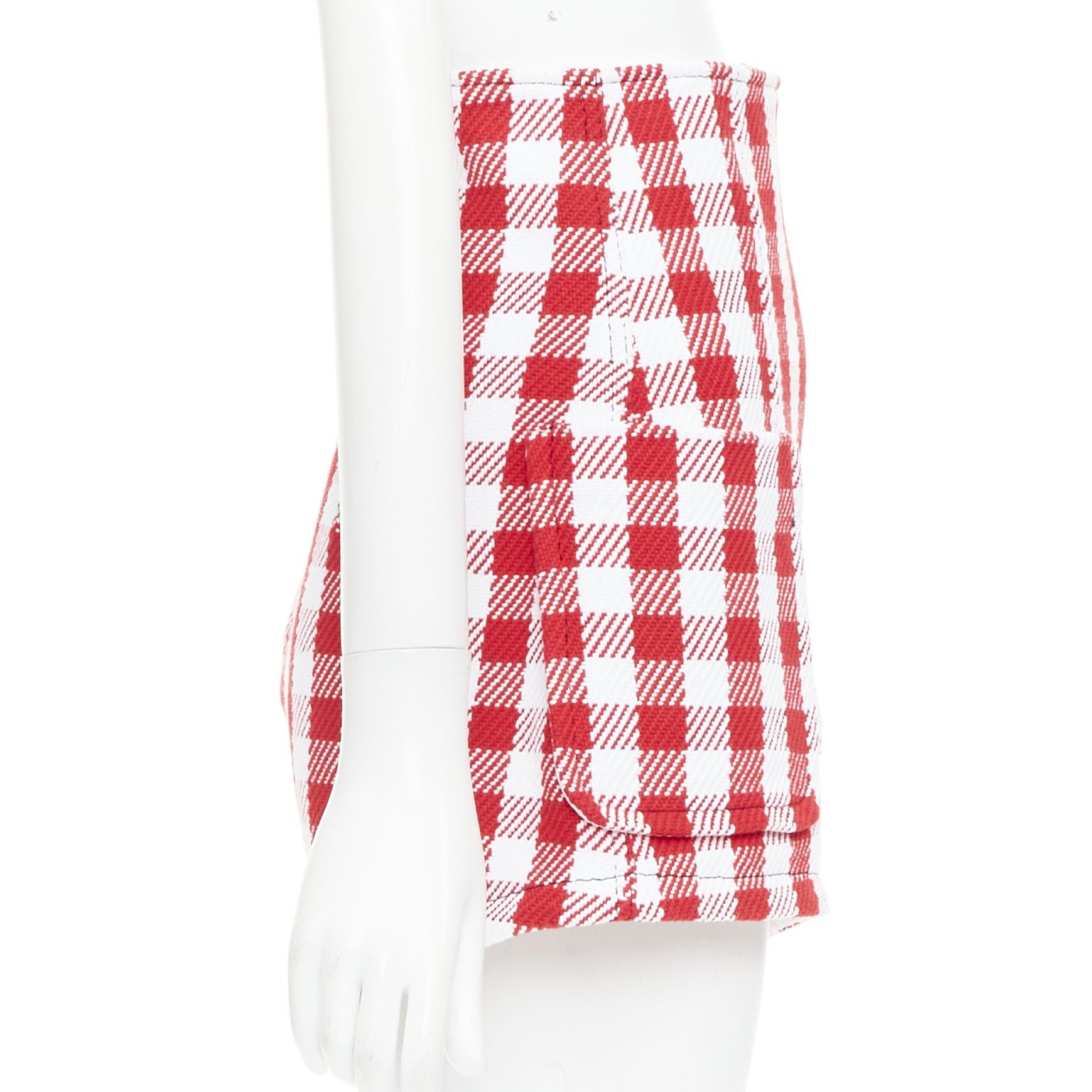 Philosophy di Lorenzo Serafini PHILOSOPHY Lorenzo Serafini red white check cotton blend high waist shorts IT38 XS Size 26" / US 2 / IT 38 - 4 Thumbnail