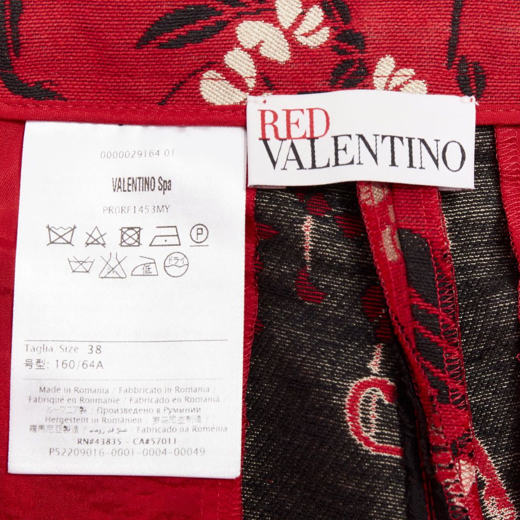 RED Valentino RED VALENTINO red monkey floral cotton blend jacquard mini shorts IT38 XS Size 26" / US 2 / IT 38 - 8 Thumbnail