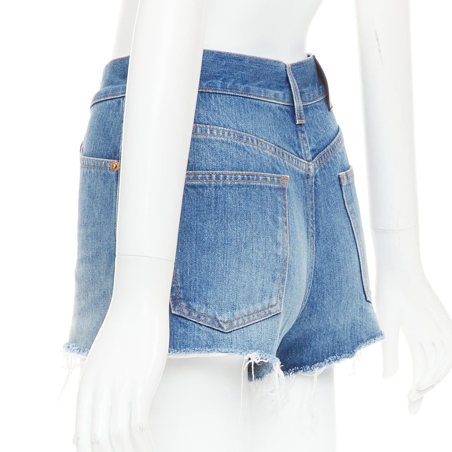 Gucci GUCCI Disney Donald Duck blue denim yellow patch cut off shorts 23" Size 27" / US 4 / IT 40 - 6 Thumbnail