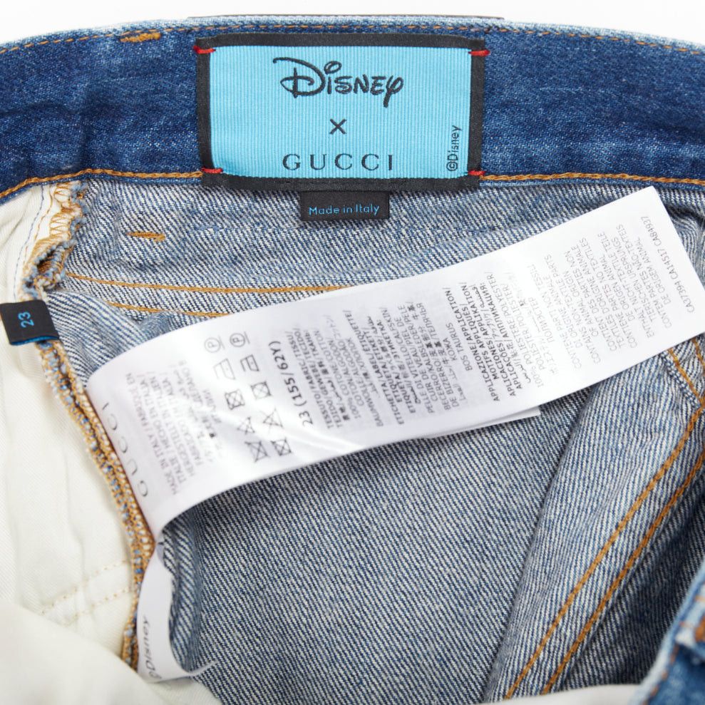 Gucci GUCCI Disney Donald Duck blue denim yellow patch cut off shorts 23" Size 27" / US 4 / IT 40 - 8 Thumbnail