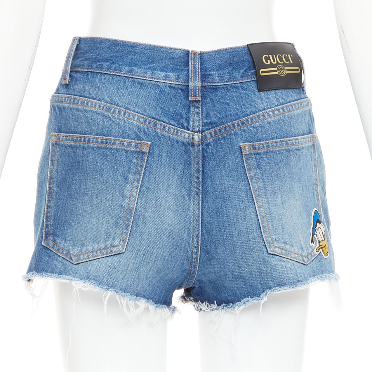 Gucci GUCCI Disney Donald Duck blue denim yellow patch cut off shorts 23" Size 27" / US 4 / IT 40 - 5 Thumbnail