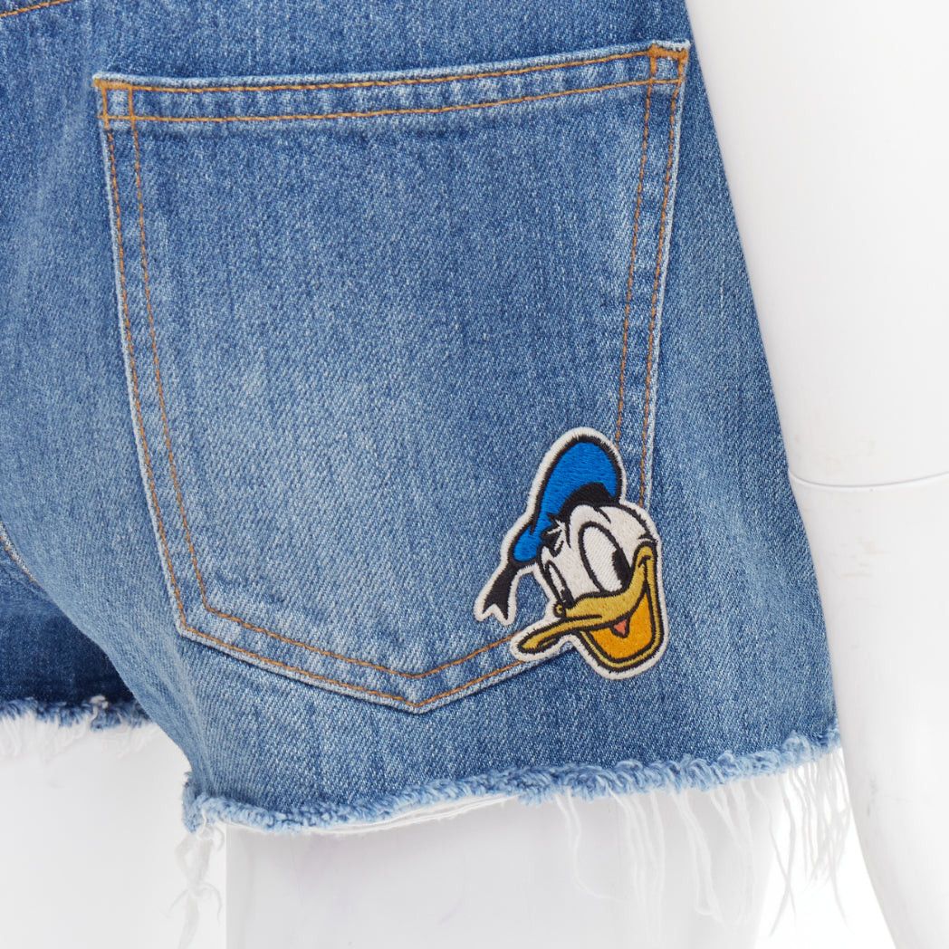 Gucci GUCCI Disney Donald Duck blue denim yellow patch cut off shorts 23" Size 27" / US 4 / IT 40 - 2 Thumbnail