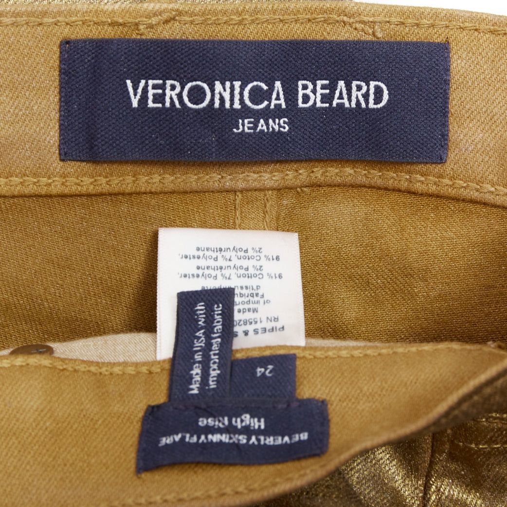 VERONICA BEARD Beverley Skinny Flare gold coated cotton flared jeans 24