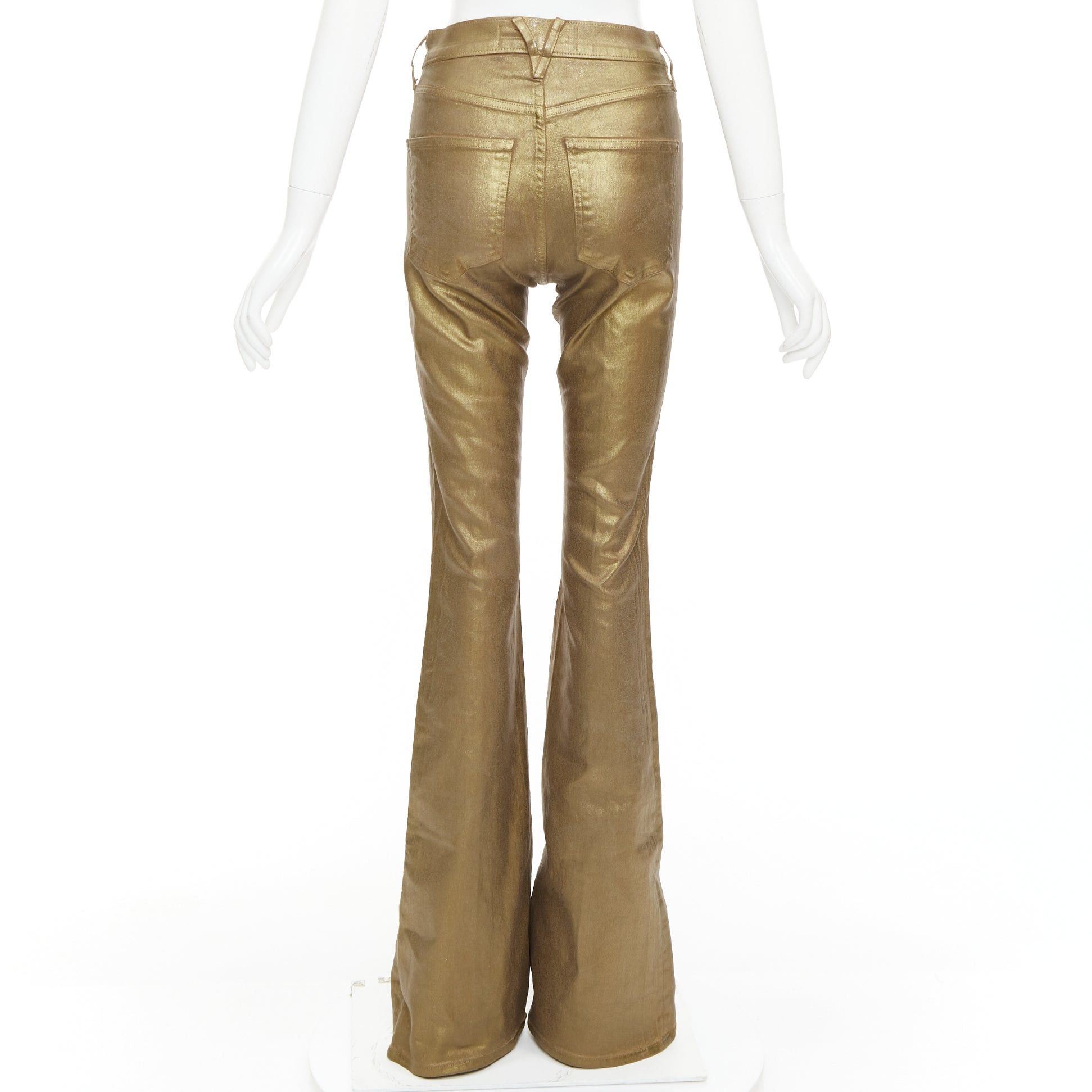 VERONICA BEARD Beverley Skinny Flare gold coated cotton flared jeans 24