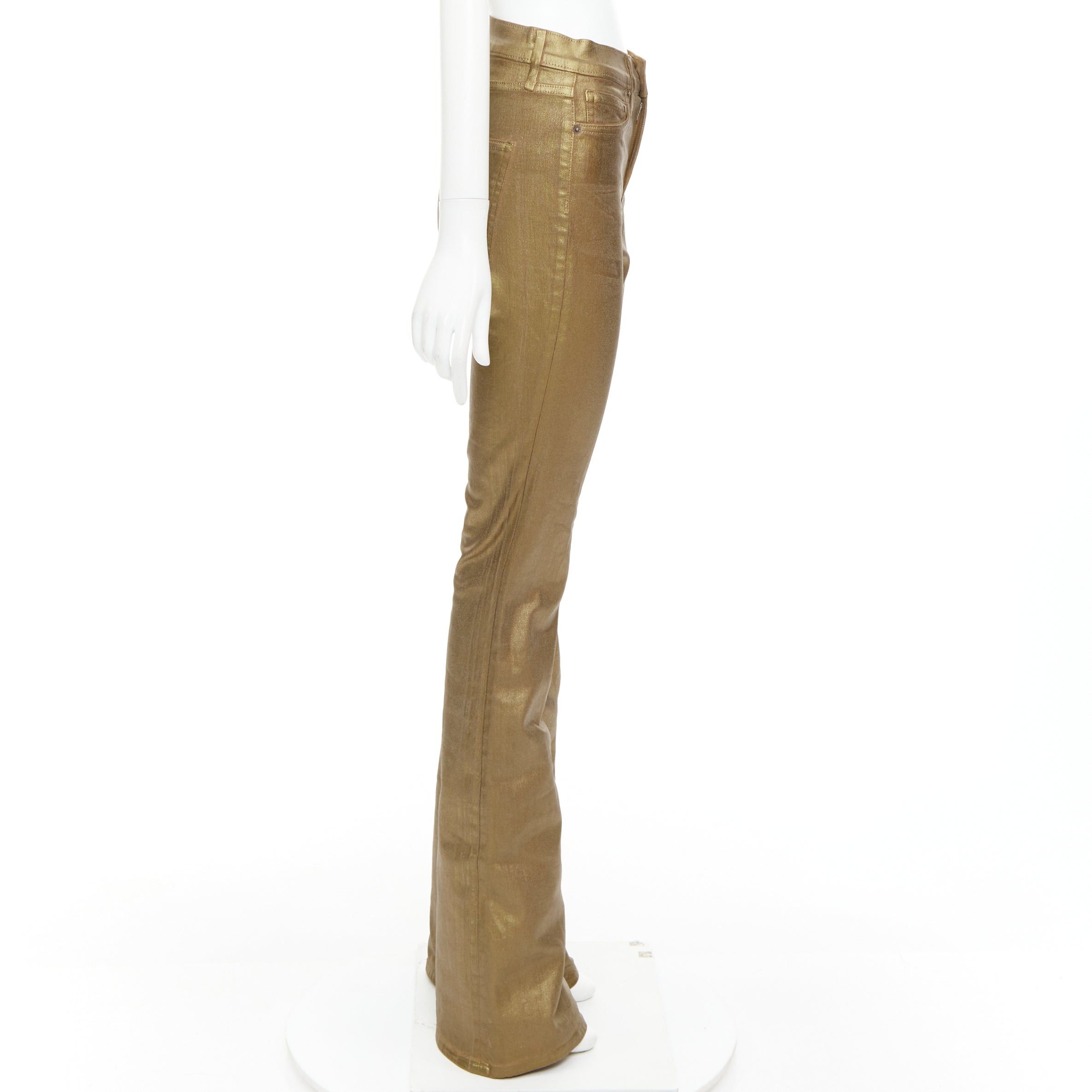VERONICA BEARD Beverley Skinny Flare gold coated cotton flared jeans 24