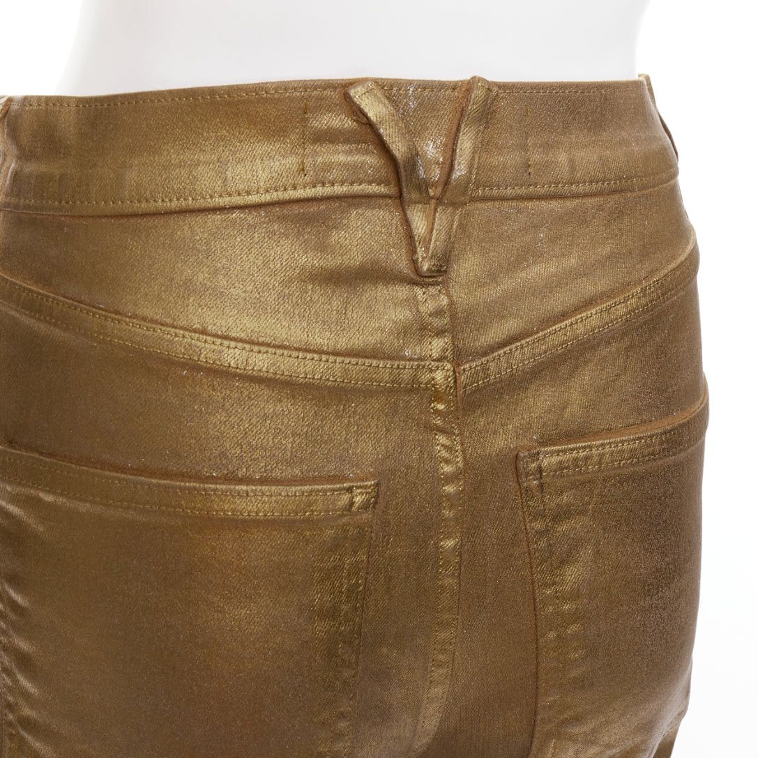 VERONICA BEARD Beverley Skinny Flare gold coated cotton flared jeans 24