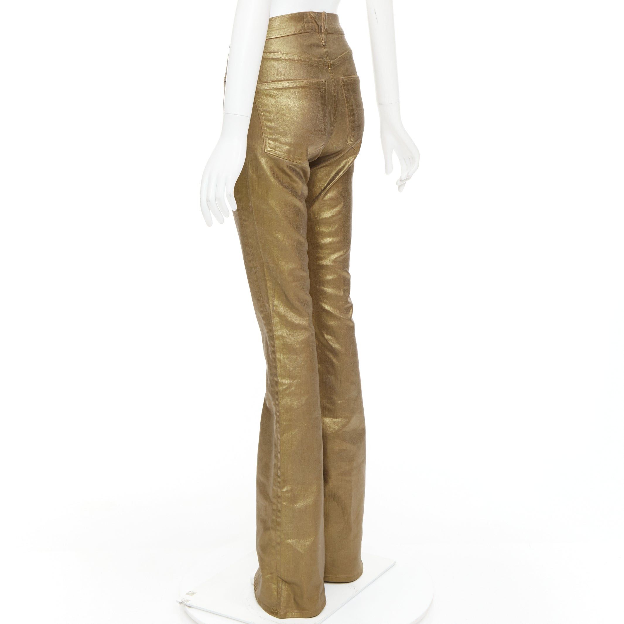 VERONICA BEARD Beverley Skinny Flare gold coated cotton flared jeans 24