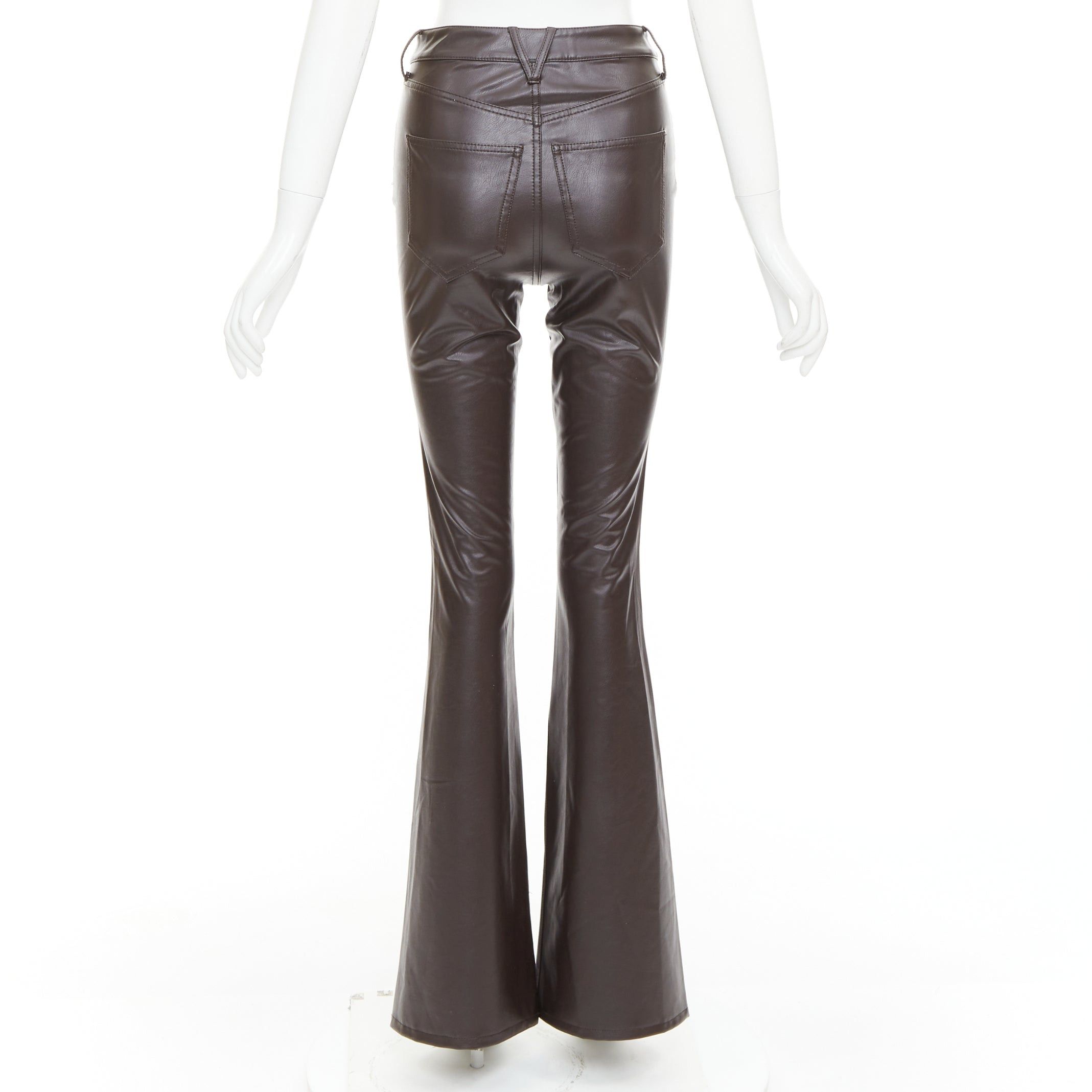 Veronica Beard VERONICA BEARD Beverley Skinny Flare High Rise brown faux leather pants 24" Size 27" / US 4 / IT 40 - 5 Thumbnail