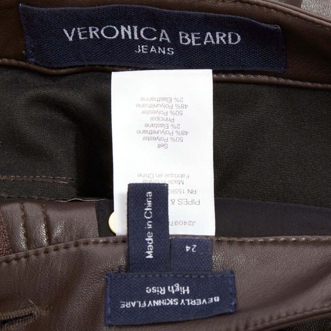 Veronica Beard VERONICA BEARD Beverley Skinny Flare High Rise brown faux leather pants 24" Size 27" / US 4 / IT 40 - 8 Thumbnail
