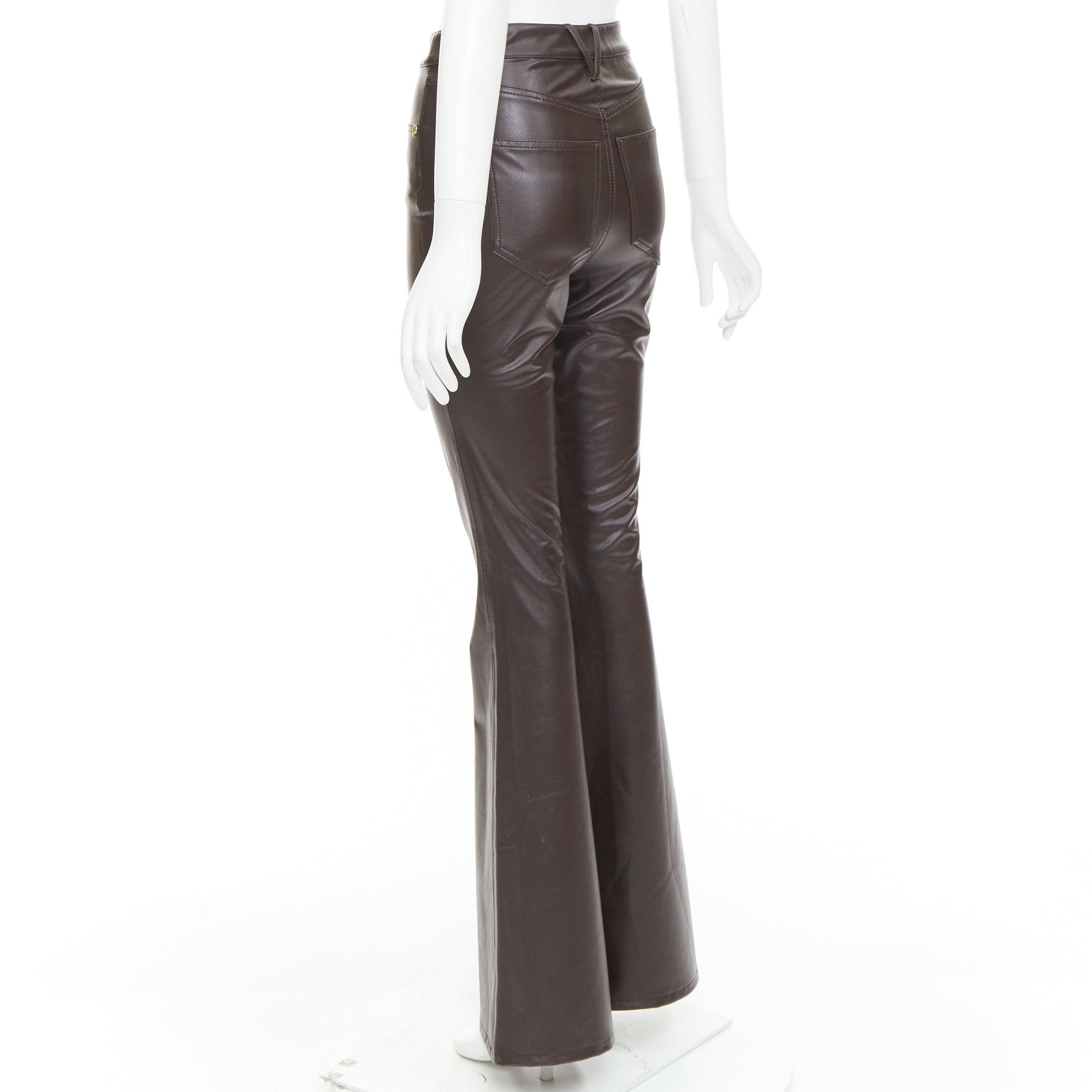 Veronica Beard VERONICA BEARD Beverley Skinny Flare High Rise brown faux leather pants 24" Size 27" / US 4 / IT 40 - 6 Thumbnail