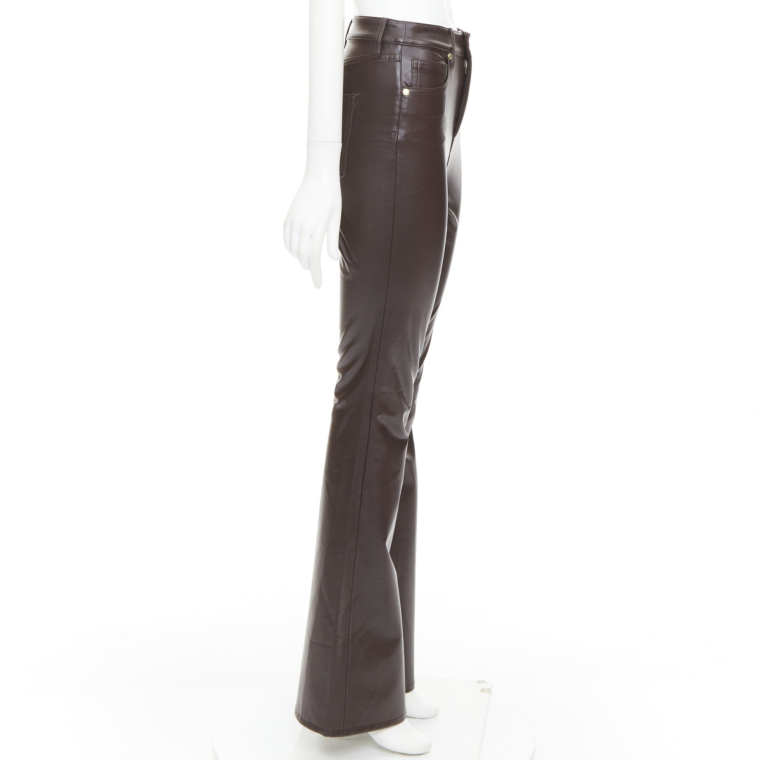 Veronica Beard VERONICA BEARD Beverley Skinny Flare High Rise brown faux leather pants 24" Size 27" / US 4 / IT 40 - 4 Thumbnail