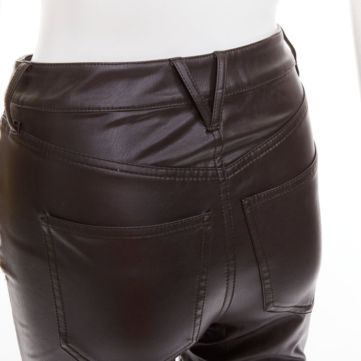 Veronica Beard VERONICA BEARD Beverley Skinny Flare High Rise brown faux leather pants 24" Size 27" / US 4 / IT 40 - 7 Thumbnail