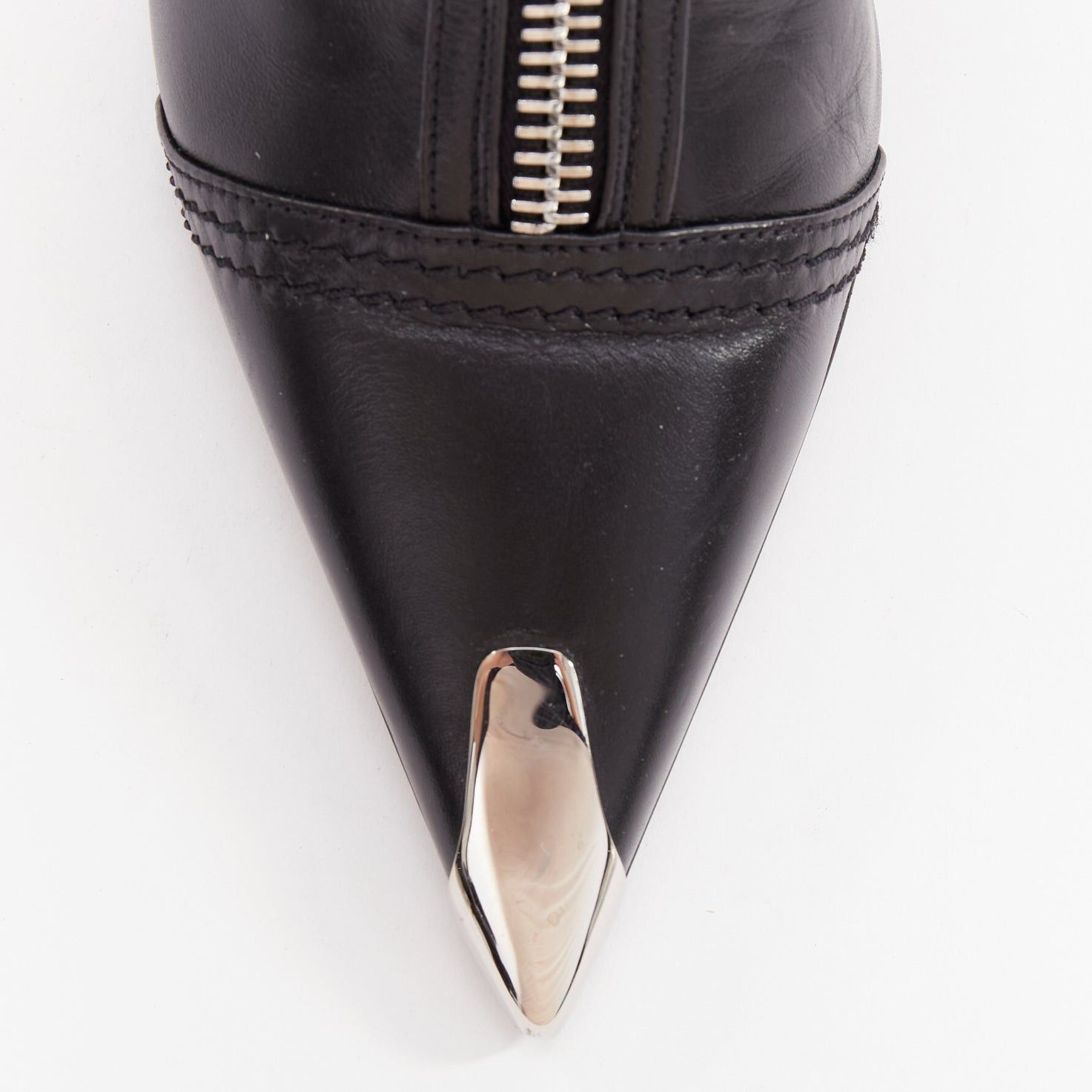 Alexander McQueen ALEXANDER MCQUEEN Slash black leather biker style red heeled boots EU39 Size US 9 / IT 39 - 6 Thumbnail