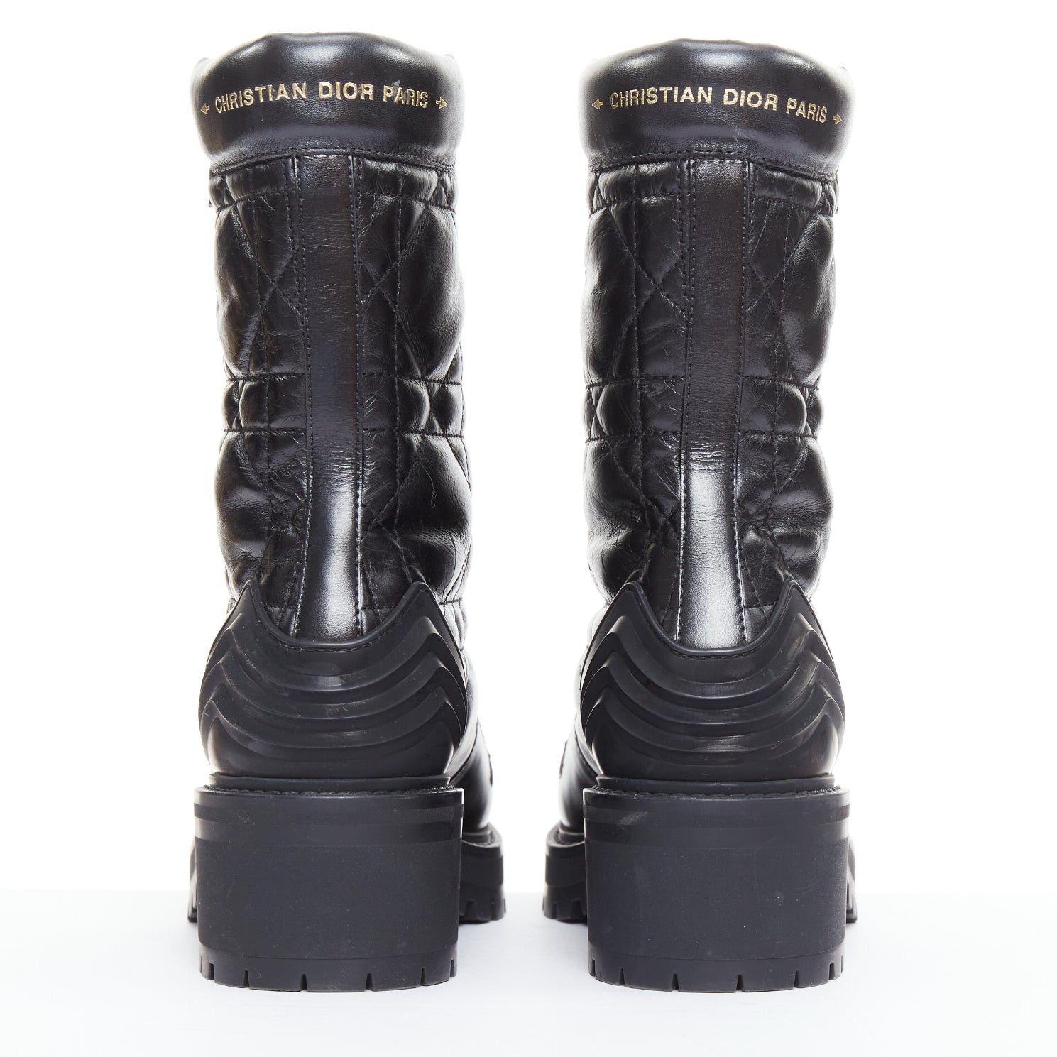 Dior CHRISTIAN DIOR D-Leader black cannage quilted combat boots EU38 Size US 8 / IT 38 - 5 Thumbnail