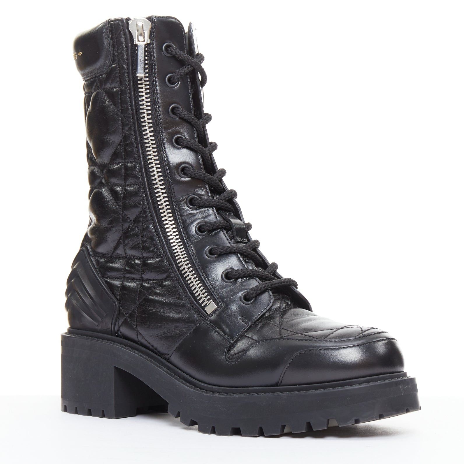 Dior CHRISTIAN DIOR D-Leader black cannage quilted combat boots EU38 Size US 8 / IT 38 - 2 Thumbnail