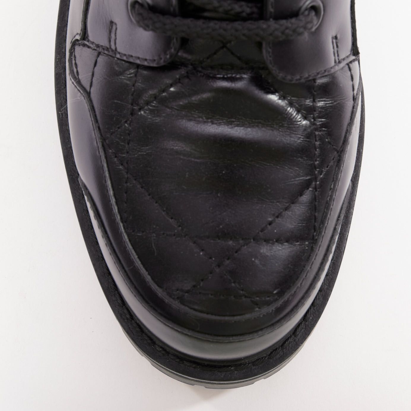 Dior CHRISTIAN DIOR D-Leader black cannage quilted combat boots EU38 Size US 8 / IT 38 - 6 Thumbnail