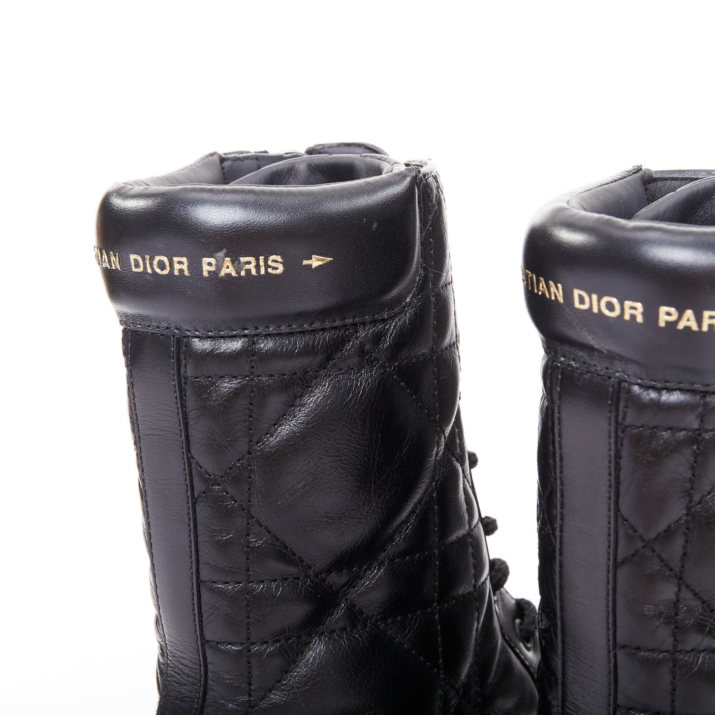 Dior CHRISTIAN DIOR D-Leader black cannage quilted combat boots EU38 Size US 8 / IT 38 - 7 Thumbnail