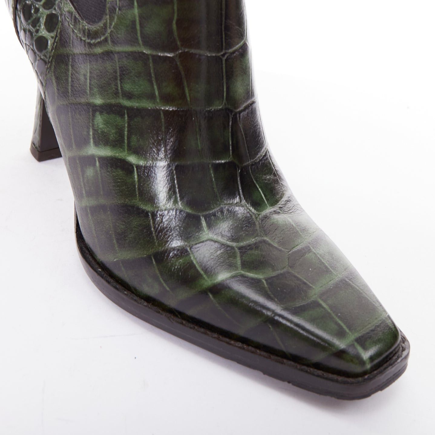 Sies Marjan SIES MARJAN 2025 Naomy green croco embossed leather gold buckle ankle boots EU39 Size US 9 / IT 39 - 7 Thumbnail