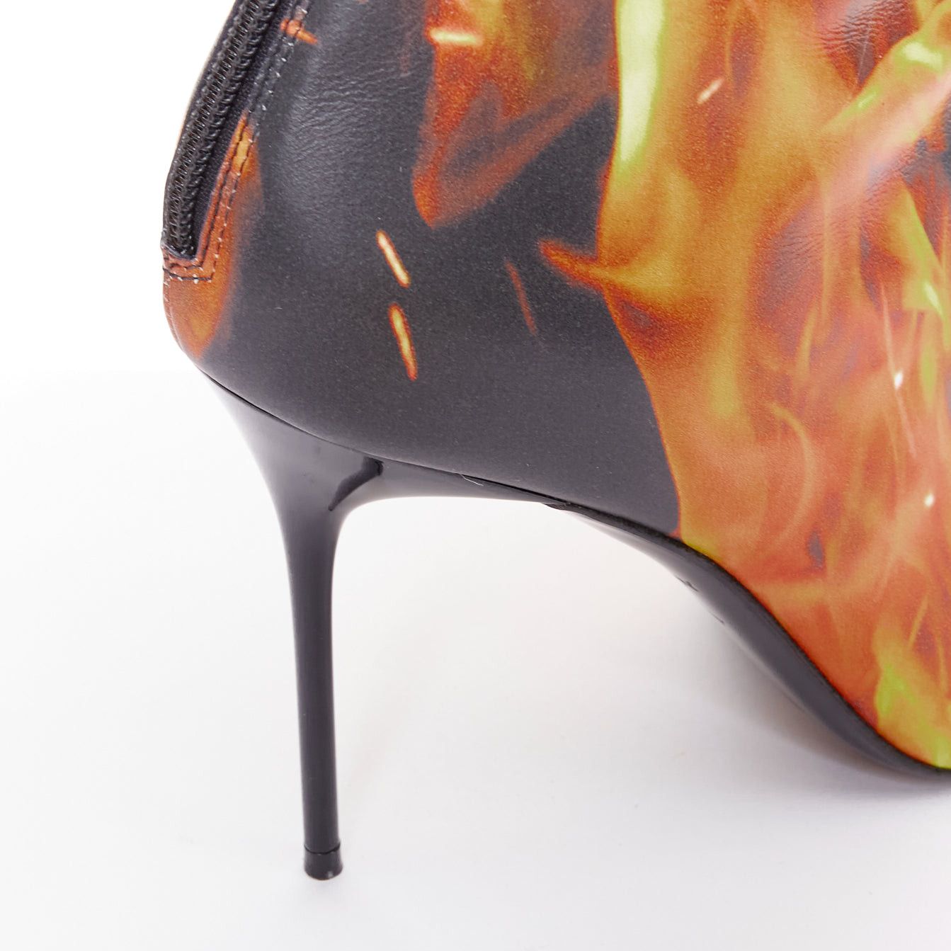 Balmain rare BALMAIN Uria black orange burning flame fire corset lace boots EU39 Size US 9 / IT 39 - 8 Thumbnail