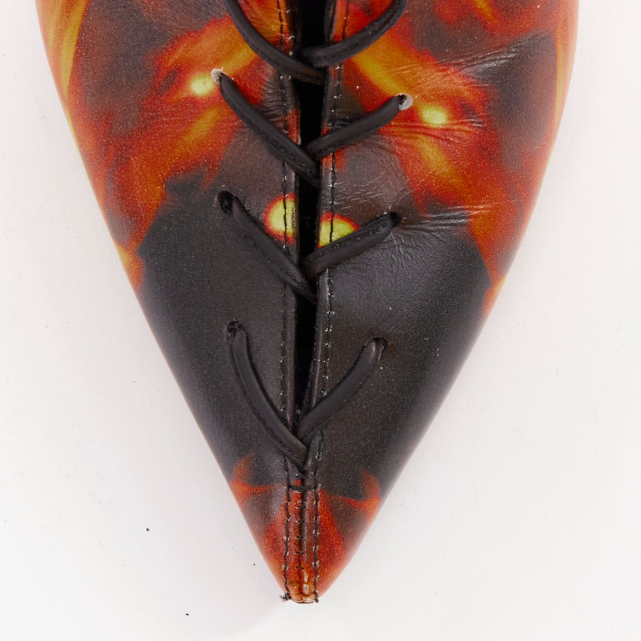 Balmain rare BALMAIN Uria black orange burning flame fire corset lace boots EU39 Size US 9 / IT 39 - 6 Thumbnail