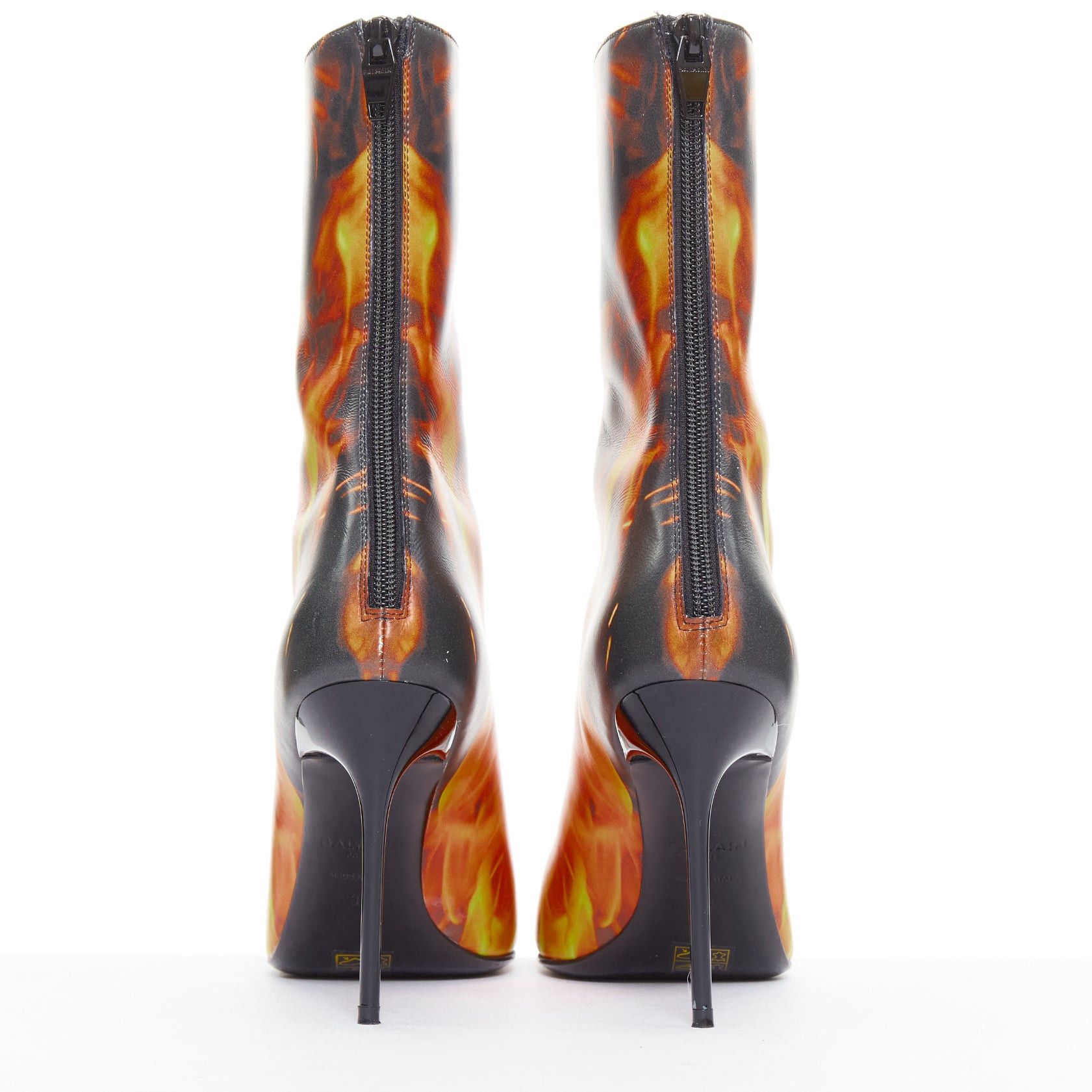 Balmain rare BALMAIN Uria black orange burning flame fire corset lace boots EU39 Size US 9 / IT 39 - 5 Thumbnail