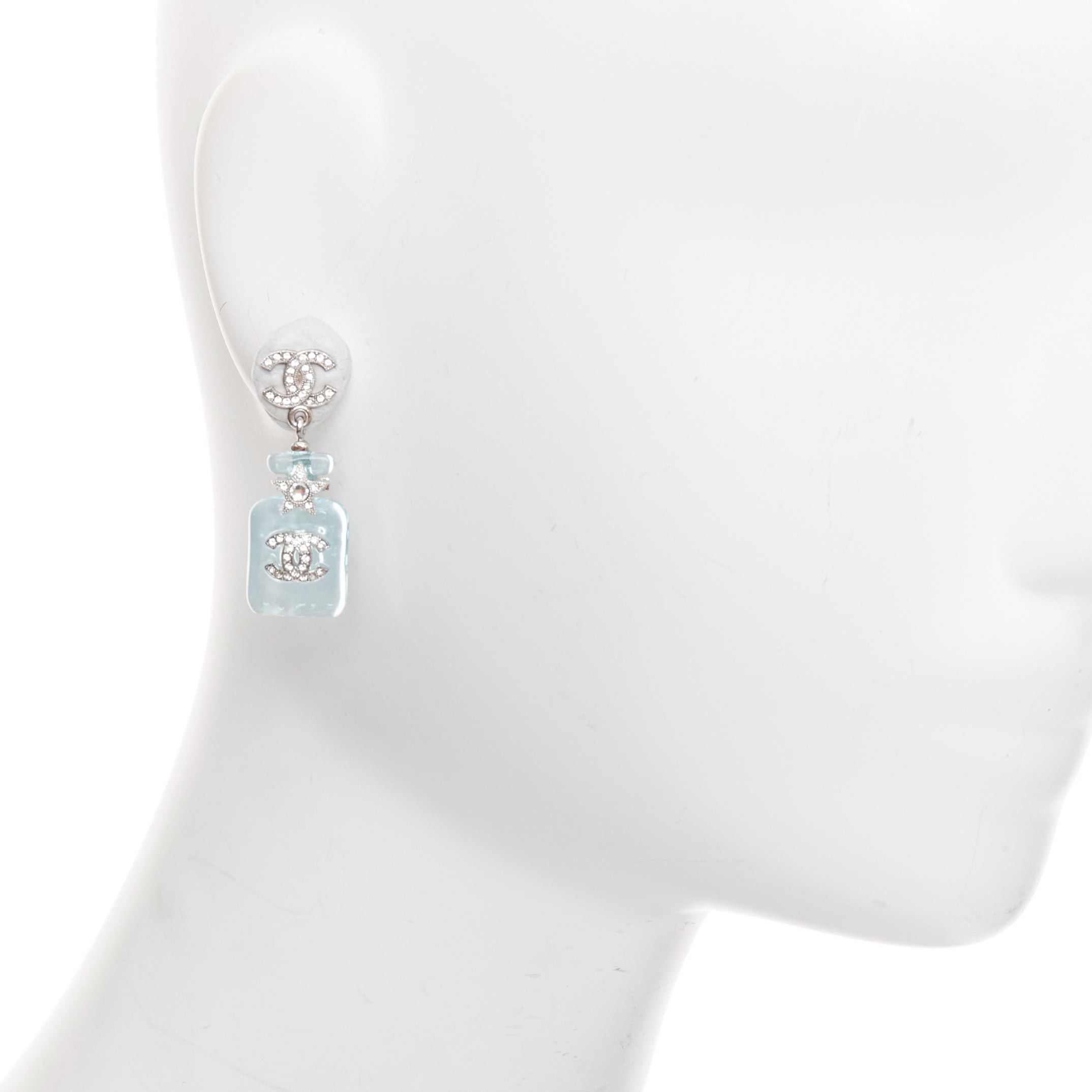 Chanel CHANEL B23S Cocomark blue acrylic perfume bottle CC logo star pin earrings Pair Size ONE SIZE - 2 Thumbnail