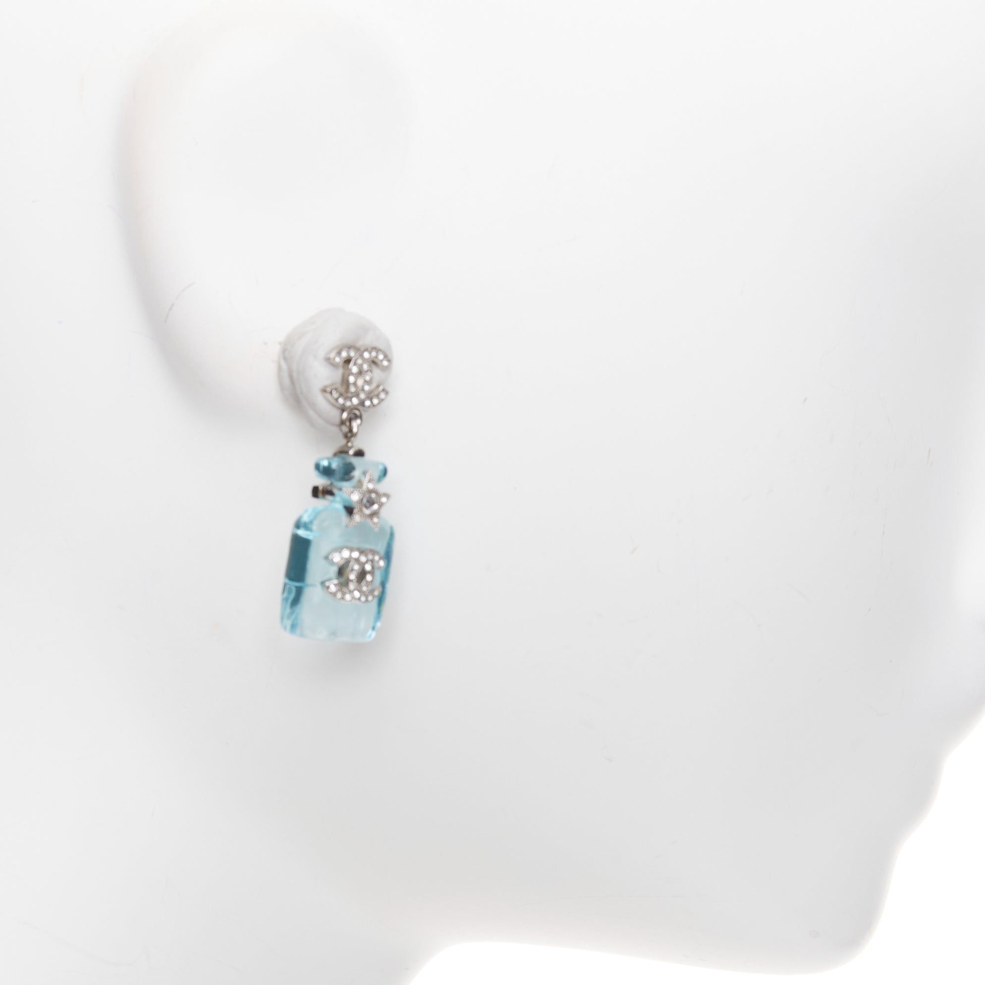 Chanel CHANEL B23S Cocomark blue acrylic perfume bottle CC logo star pin earrings Pair Size ONE SIZE - 4 Thumbnail