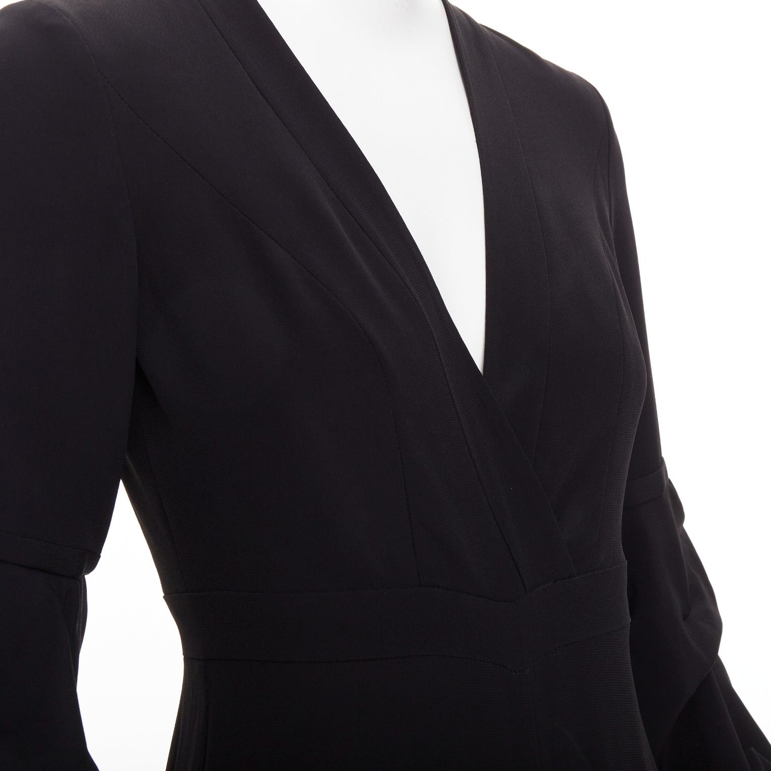 ALEXIS ALEXIS Maximila ruched sleeves skinny leg crepe black tapered jumpsuit XS Size 26" / US 2 / IT 38 - 7 Thumbnail