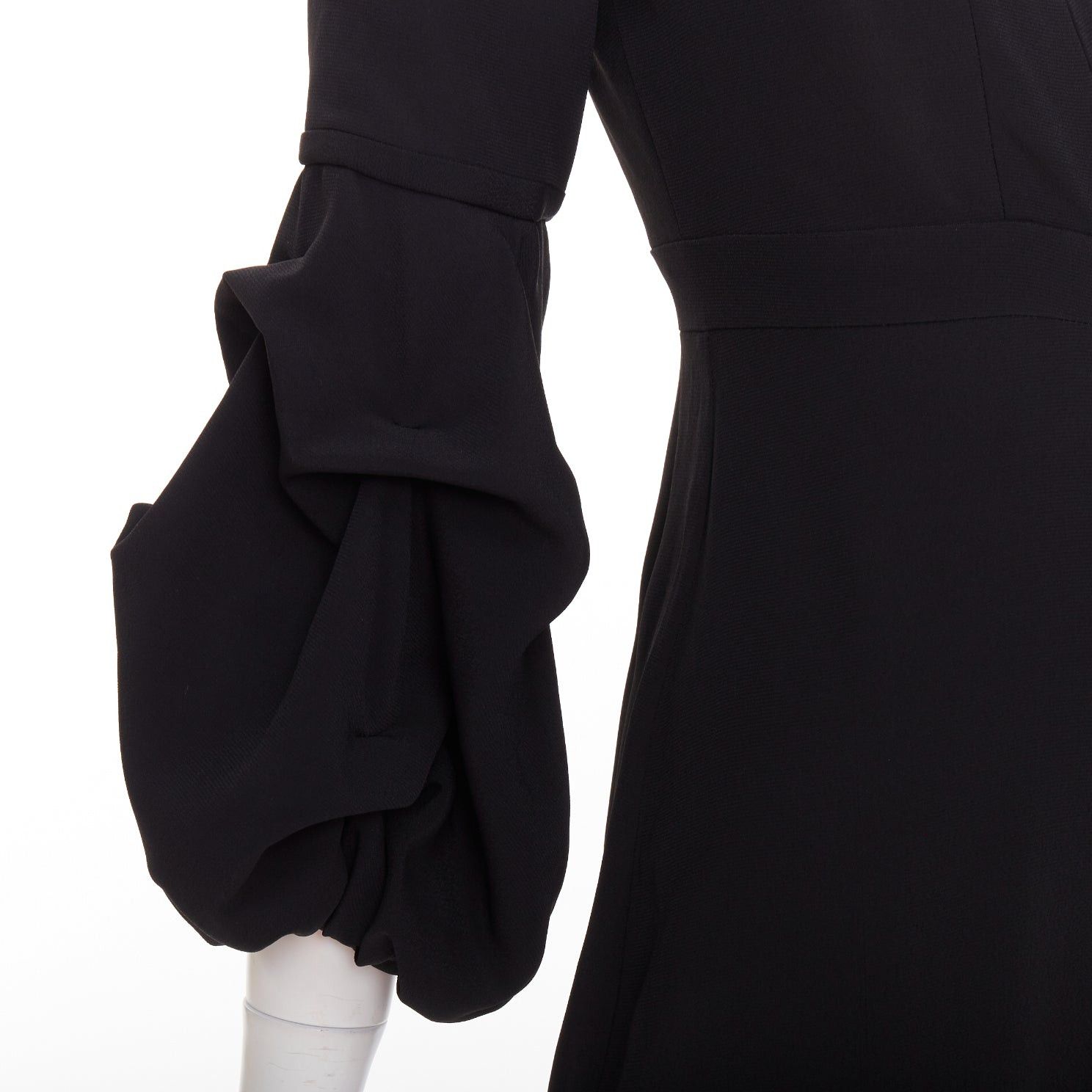 ALEXIS ALEXIS Maximila ruched sleeves skinny leg crepe black tapered jumpsuit XS Size 26" / US 2 / IT 38 - 2 Thumbnail