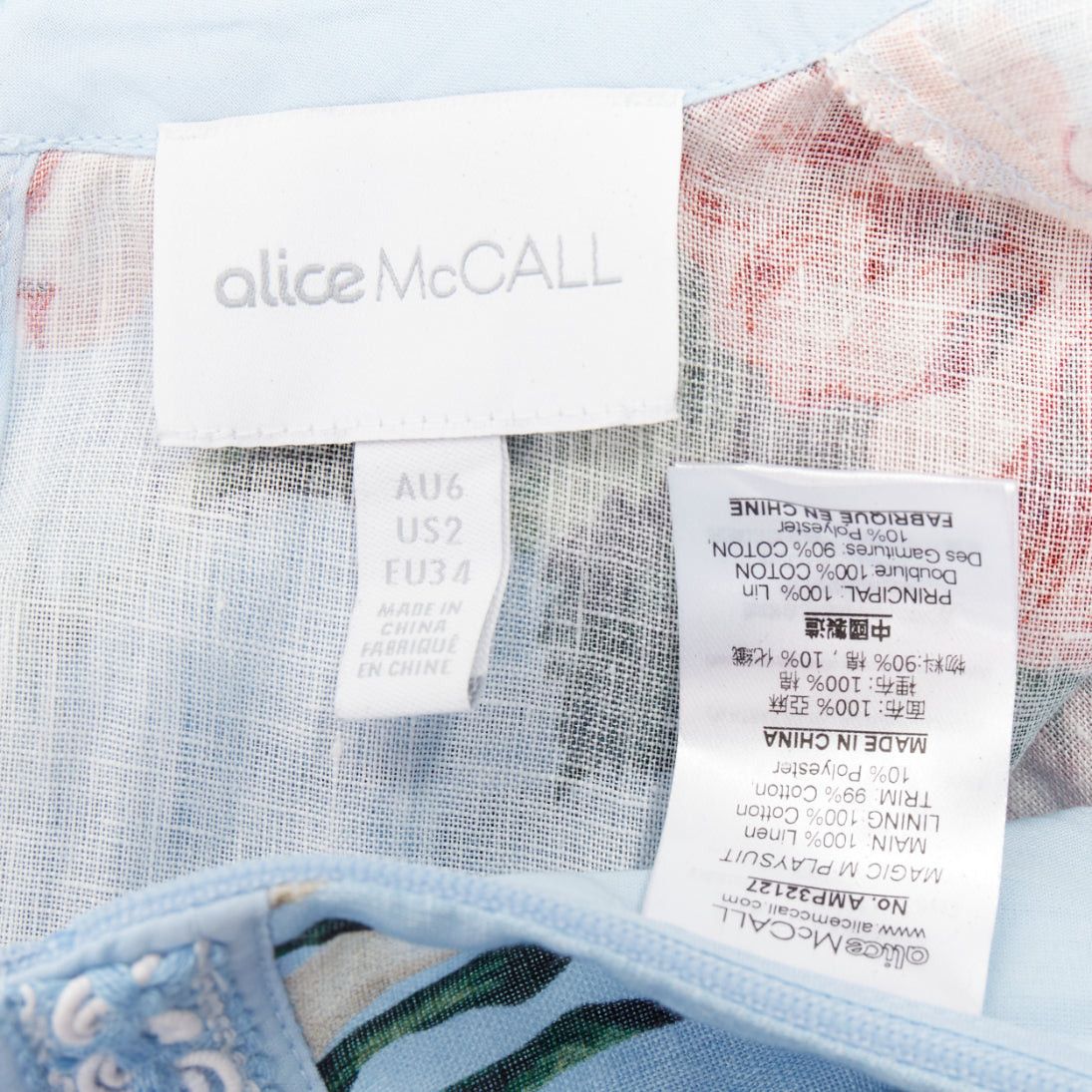 Alice McCall ALICE MCCALL Magic Moment blue linen floral fringed trim playsuit UK6 XS Size XS / US 0-2 / IT 36-38 - 8 Thumbnail