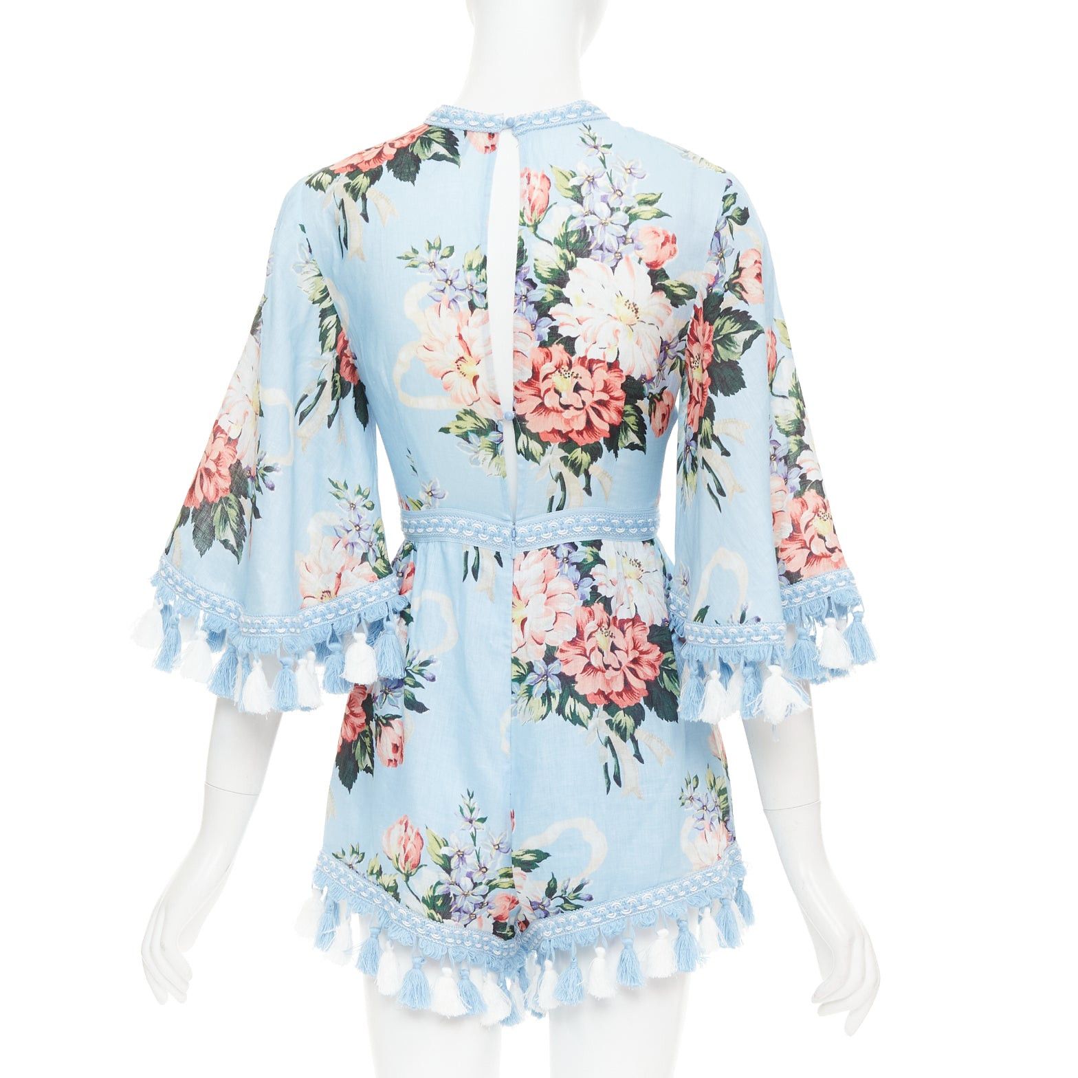 Alice McCall ALICE MCCALL Magic Moment blue linen floral fringed trim playsuit UK6 XS Size XS / US 0-2 / IT 36-38 - 5 Thumbnail