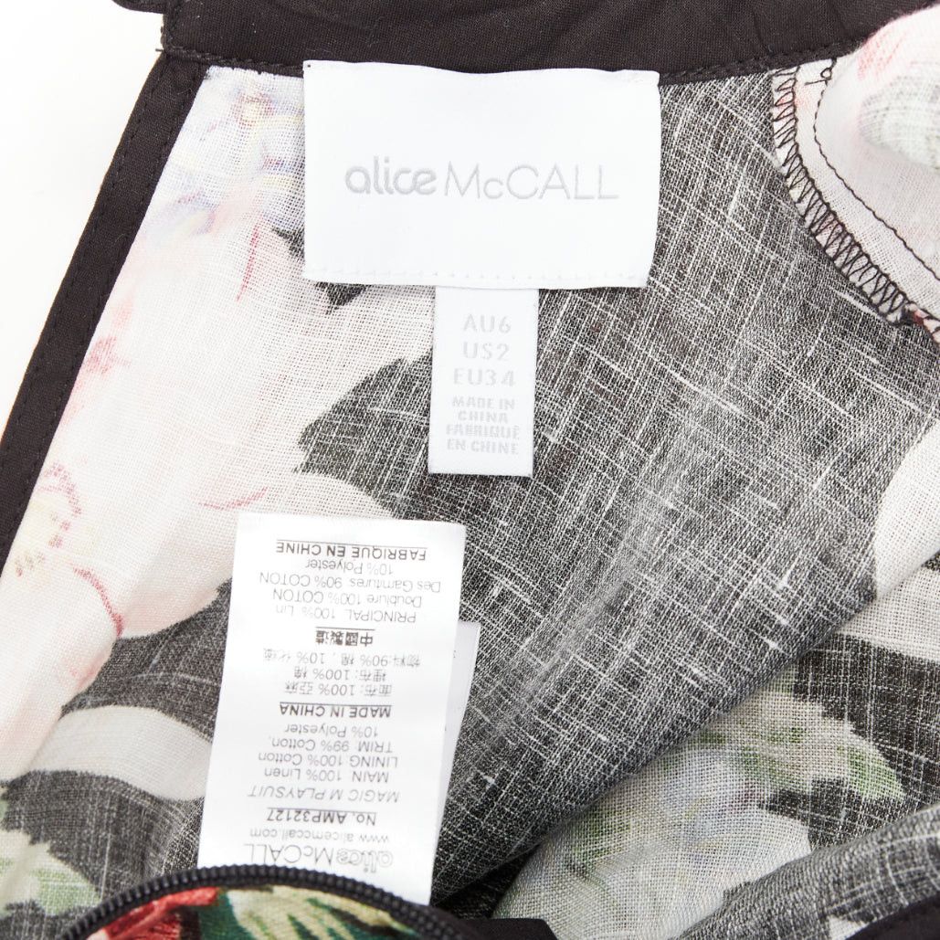 Alice McCall ALICE MCCALL Magic Moment black 100% linen floral fringed trim playsuit UK6 XS Size XS / US 0-2 / IT 36-38 - 8 Thumbnail