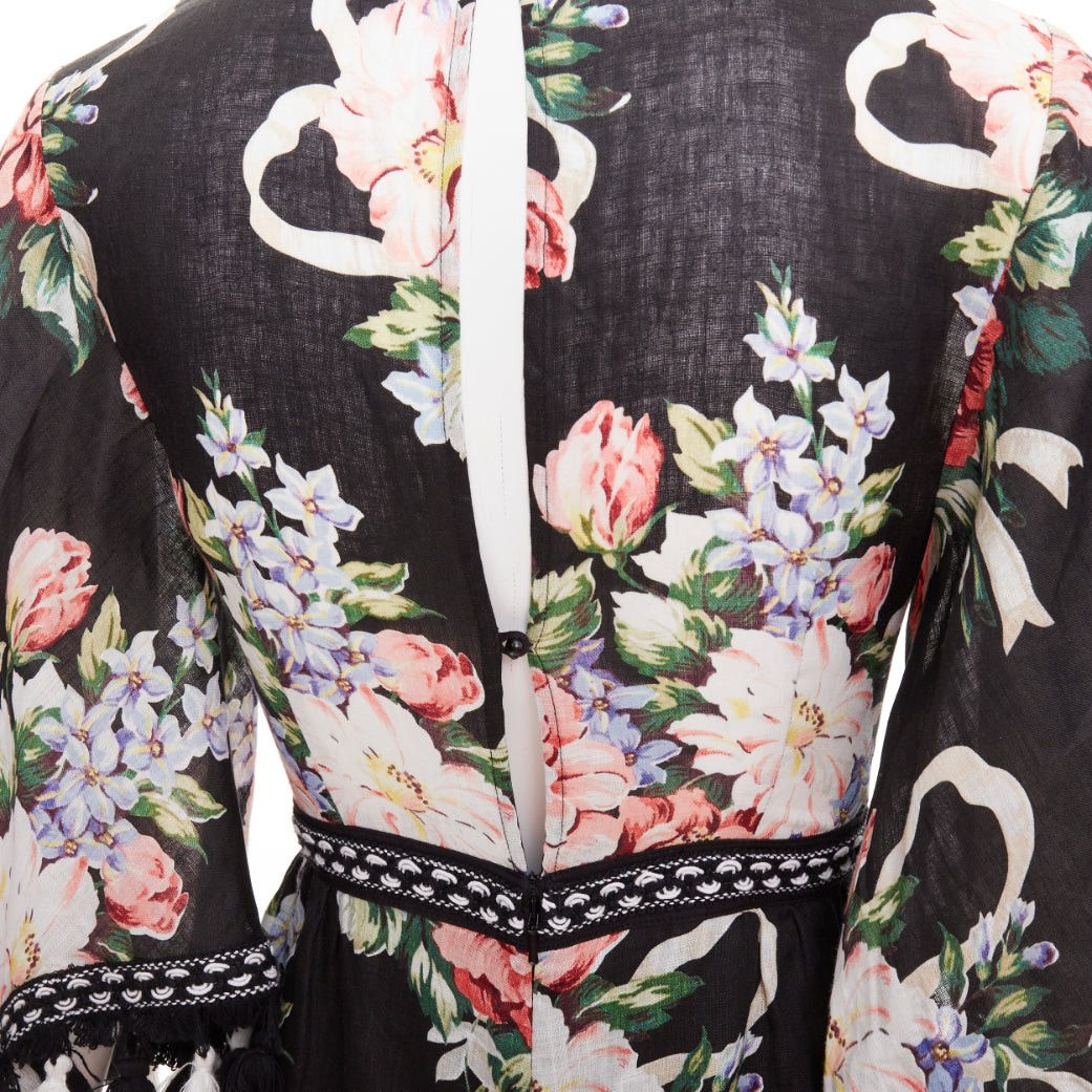 Alice McCall ALICE MCCALL Magic Moment black 100% linen floral fringed trim playsuit UK6 XS Size XS / US 0-2 / IT 36-38 - 7 Thumbnail