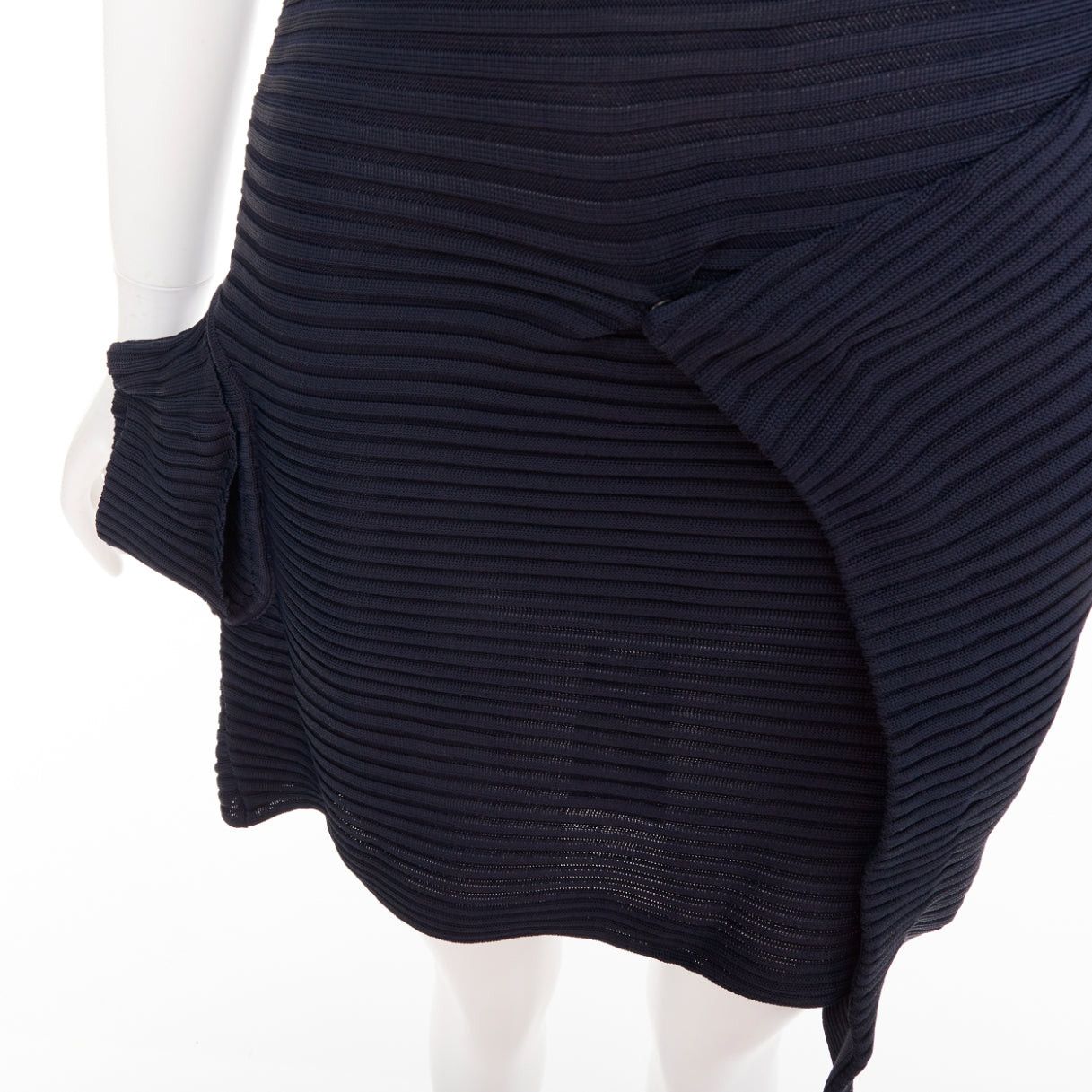 JW Anderson JW ANDERSON navy viscose ribbed turtleneck deconstructed mini dress XS Size XS / US 0-2 / IT 36-38 - 2 Thumbnail