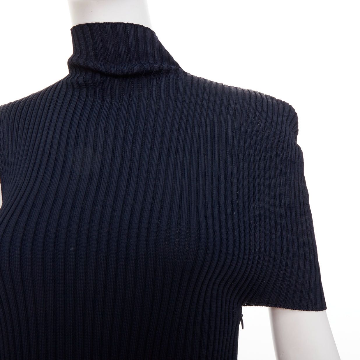 JW Anderson JW ANDERSON navy viscose ribbed turtleneck deconstructed mini dress XS Size XS / US 0-2 / IT 36-38 - 7 Thumbnail