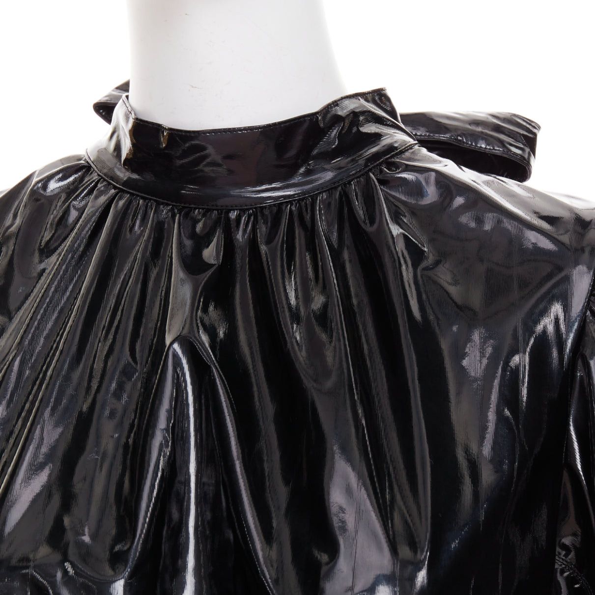MSGM MSGM Vinyl Midi Nero black PVC short sleeve back bow tie midi dress IT38 XS Size XS / US 0-2 / IT 36-38 - 7 Thumbnail