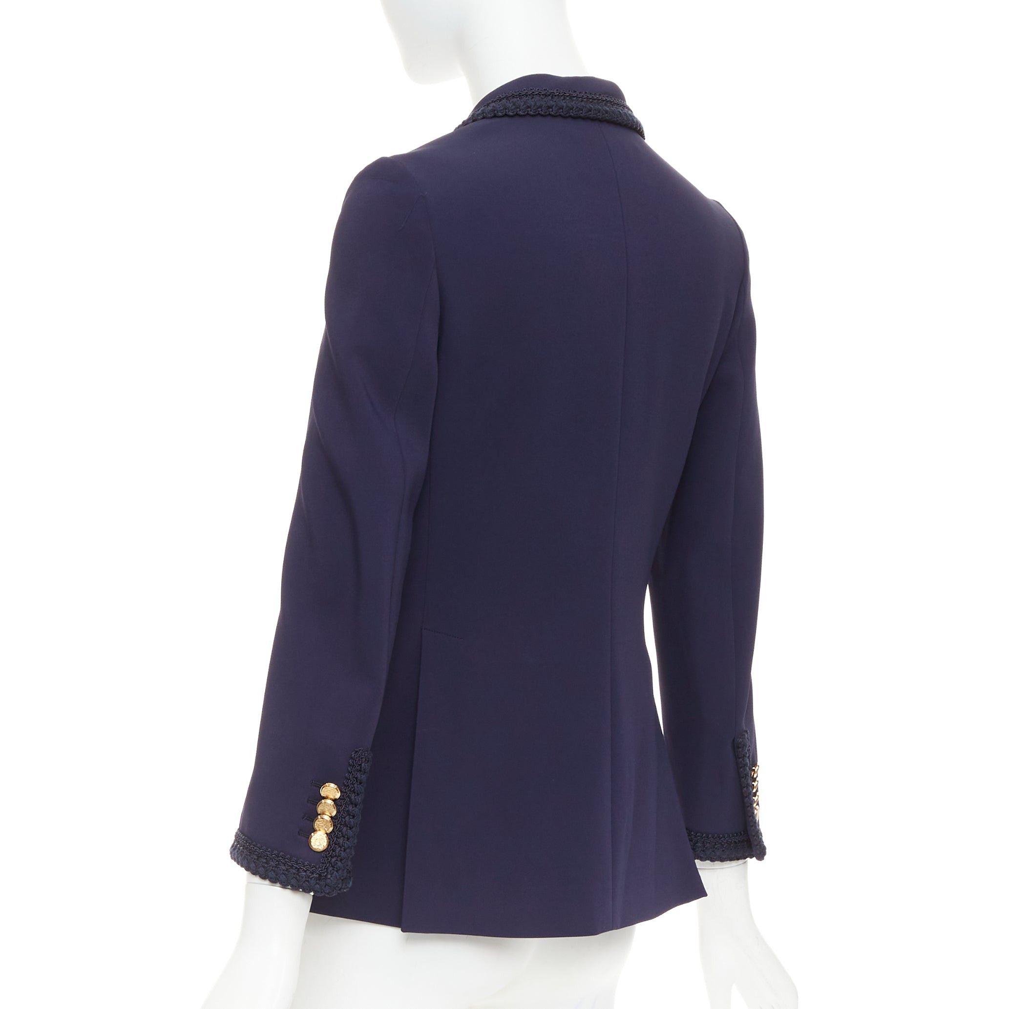 Gucci GUCCI 2019 Passimentarie Trim Cady navy embroidery military trim blazer jacket IT36 XXS Size XS / US 0-2 / IT 36-38 - 7 Thumbnail