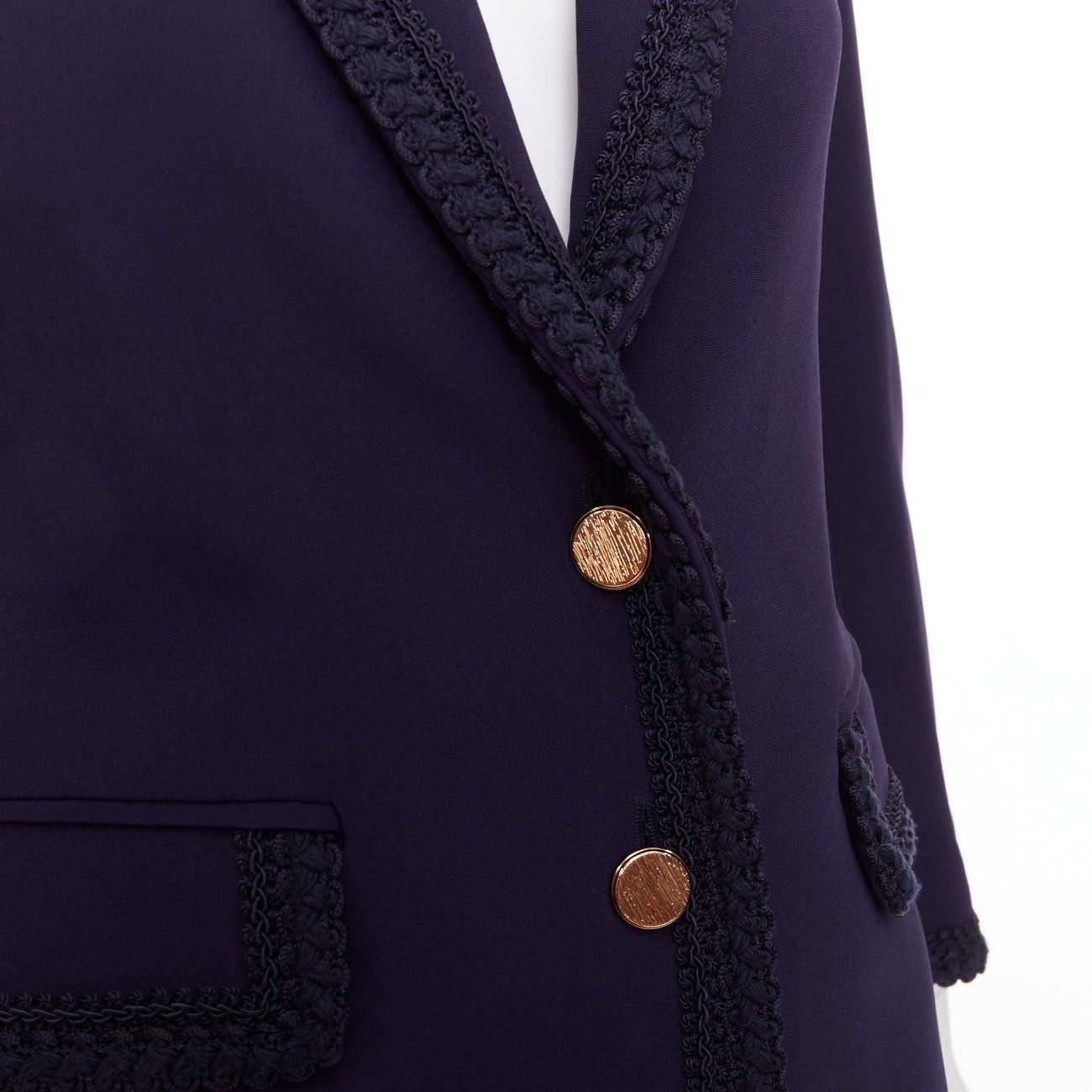Gucci GUCCI 2019 Passimentarie Trim Cady navy embroidery military trim blazer jacket IT36 XXS Size XS / US 0-2 / IT 36-38 - 8 Thumbnail
