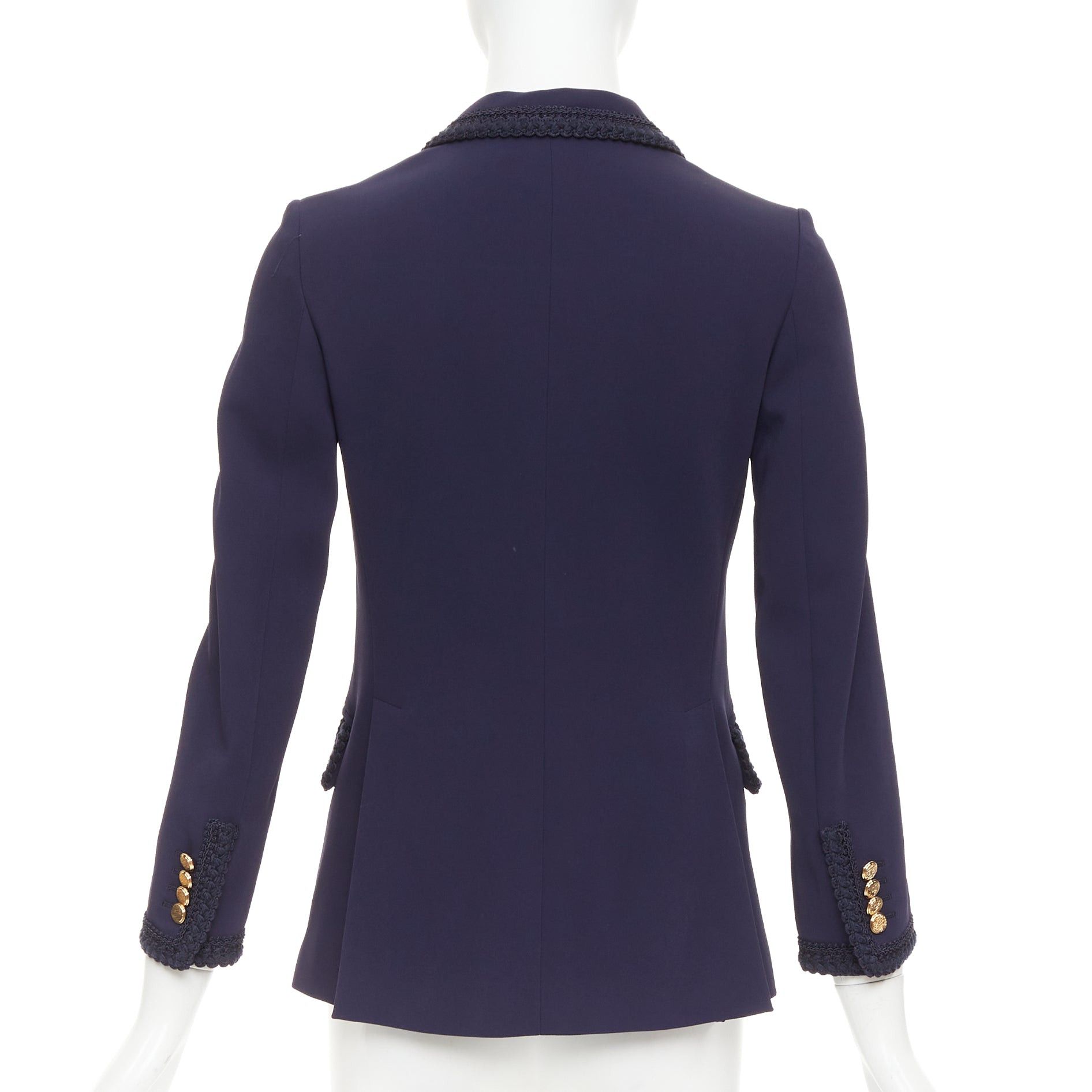 Gucci GUCCI 2019 Passimentarie Trim Cady navy embroidery military trim blazer jacket IT36 XXS Size XS / US 0-2 / IT 36-38 - 6 Thumbnail
