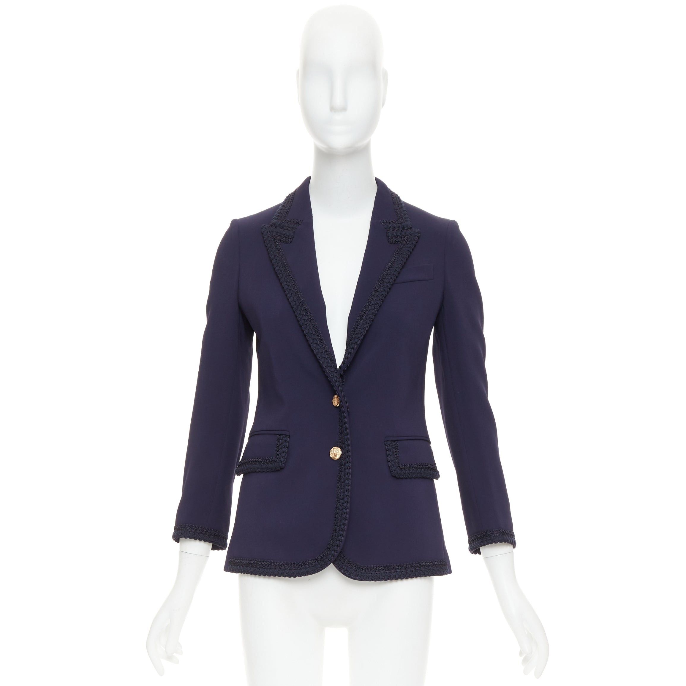 Gucci GUCCI 2019 Passimentarie Trim Cady navy embroidery military trim blazer jacket IT36 XXS Size XS / US 0-2 / IT 36-38 - 10 Thumbnail