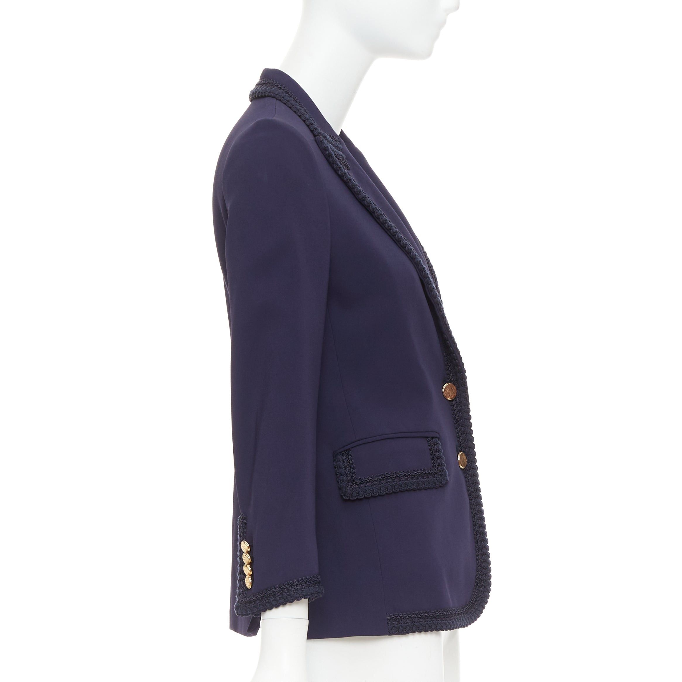 Gucci GUCCI 2019 Passimentarie Trim Cady navy embroidery military trim blazer jacket IT36 XXS Size XS / US 0-2 / IT 36-38 - 5 Thumbnail