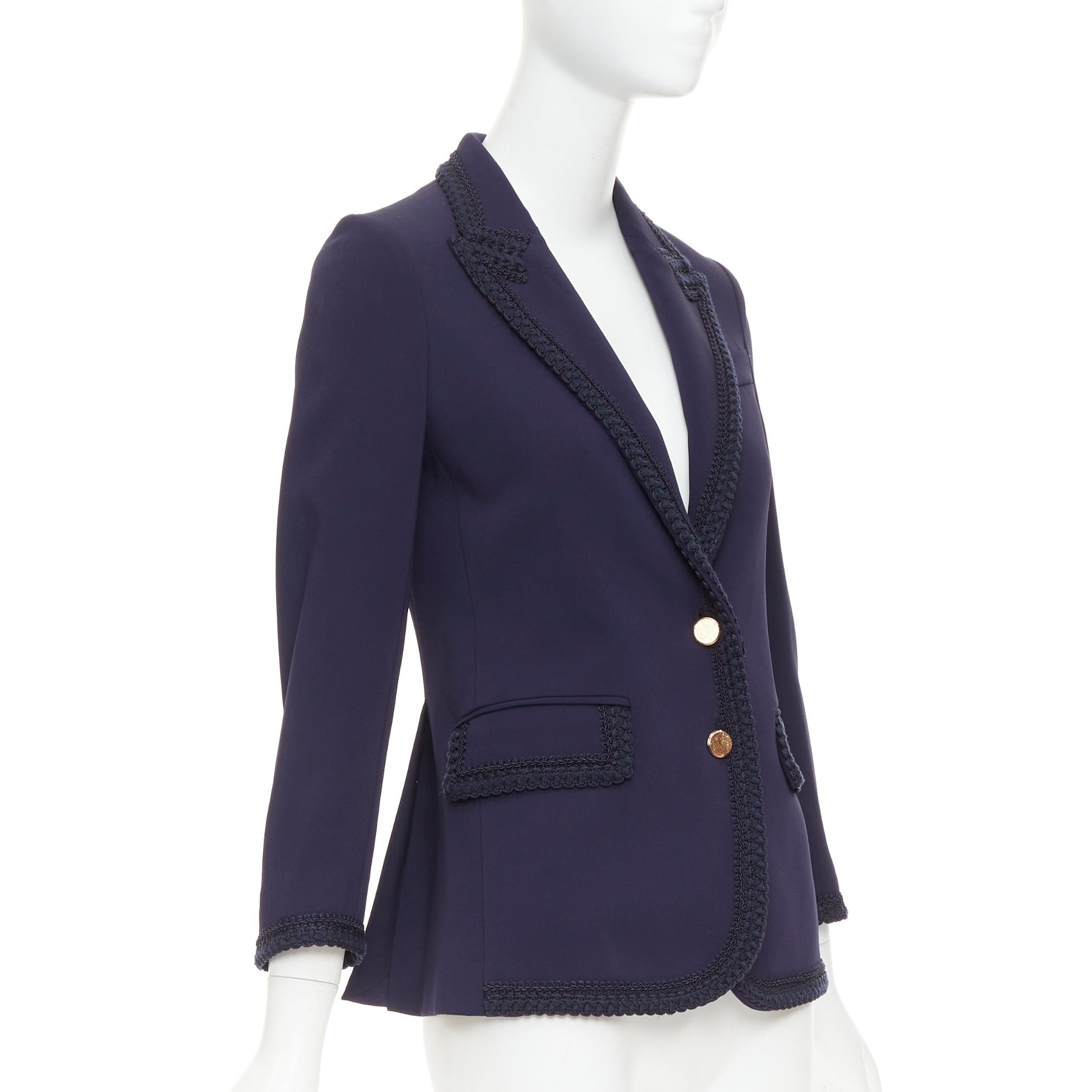 Gucci GUCCI 2019 Passimentarie Trim Cady navy embroidery military trim blazer jacket IT36 XXS Size XS / US 0-2 / IT 36-38 - 4 Thumbnail