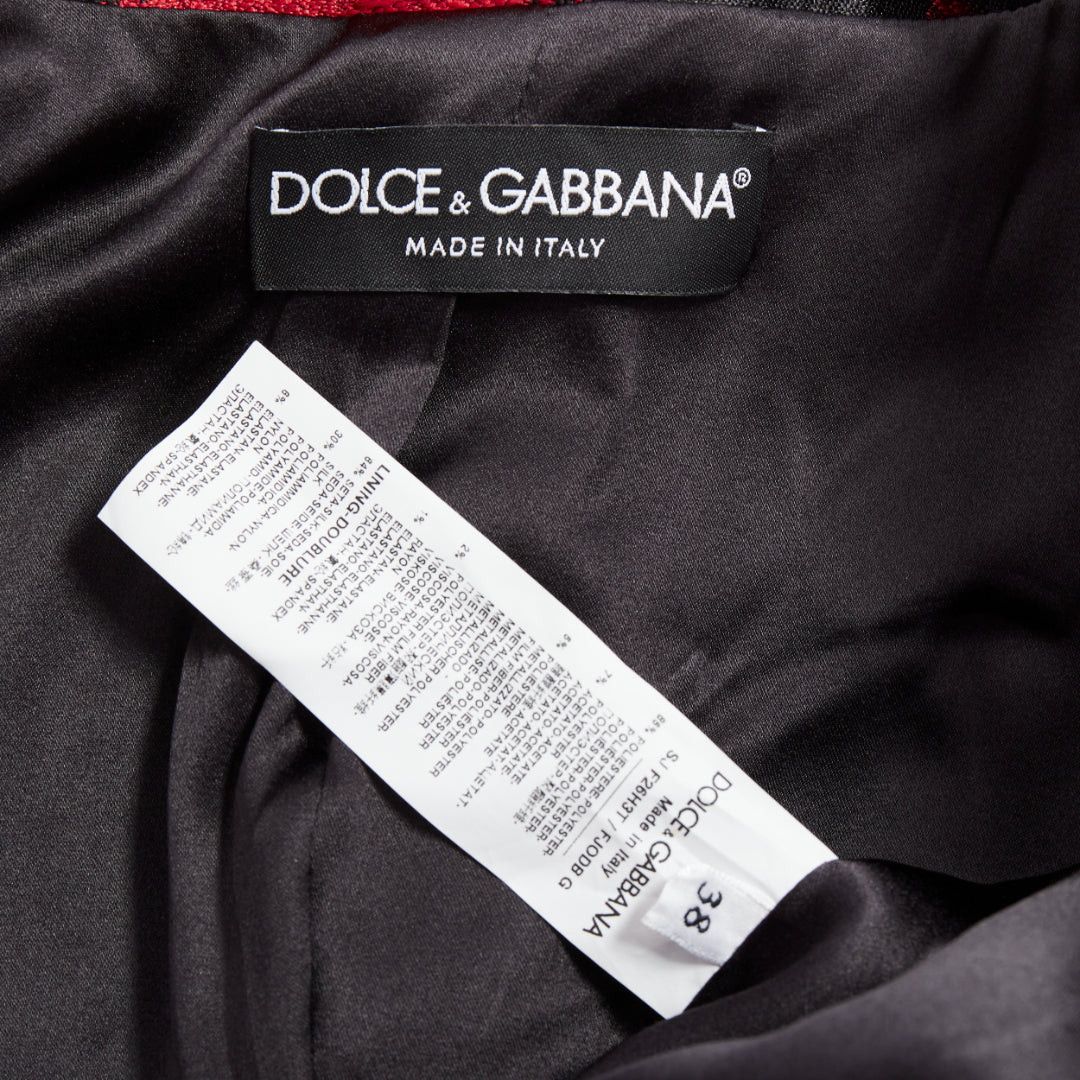 Dolce & Gabbana DOLCE GABBANA 2022 Runway red black metallic zebra puff sleeve crop jacket IT38 XS Size XS / US 0-2 / IT 36-38 - 8 Thumbnail