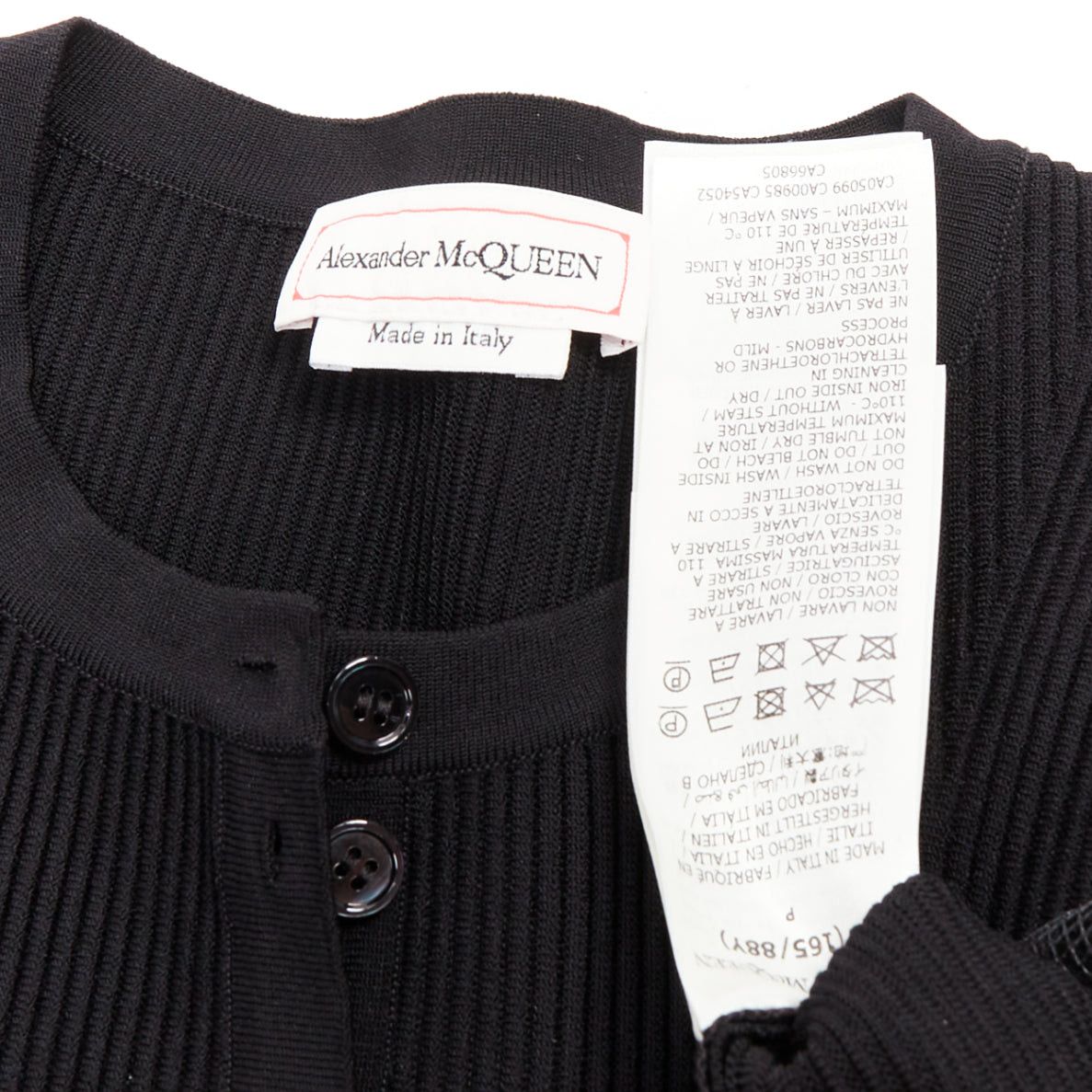 Alexander McQueen ALEXANDER MCQUEEN 2023 black ribbed stiff sheer tulle peplum cardigan sweater S Size S / US 4 / IT 40 - 8 Thumbnail