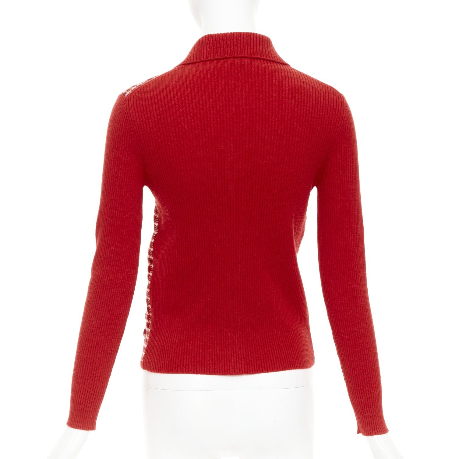 Chanel CHANEL 24N red beige cashmere blend CC applique cardigan FR34 XS GDragon Size XS / US 0-2 / IT 36-38 - 5 Thumbnail