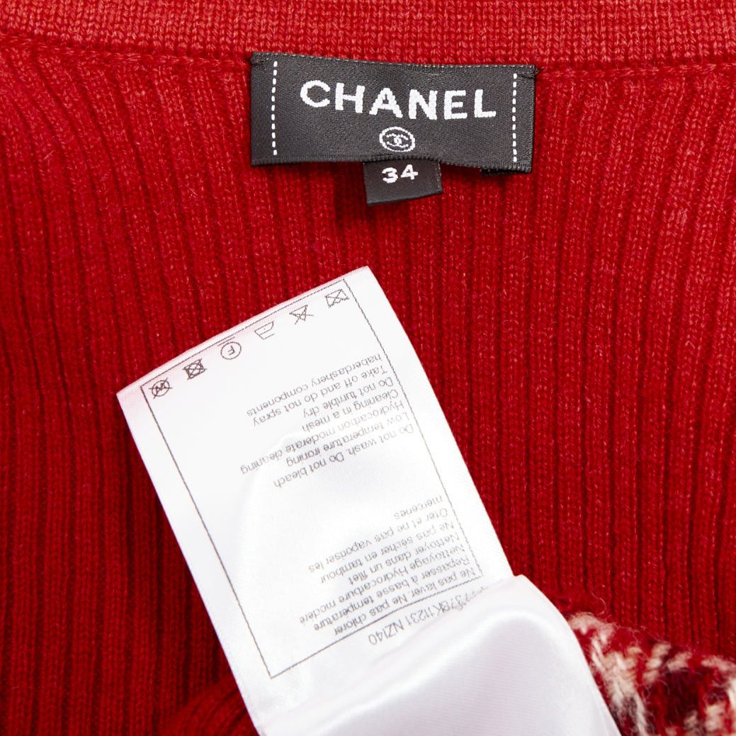 Chanel CHANEL 24N red beige cashmere blend CC applique cardigan FR34 XS GDragon Size XS / US 0-2 / IT 36-38 - 8 Thumbnail