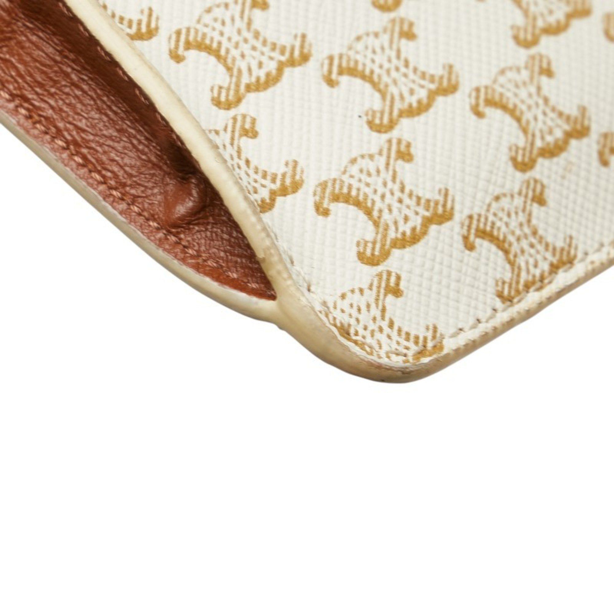 Celine Celine Triomphe Crossbody Shoulder Bag with Phone Case in White and Brown Leather for Women Size ONE SIZE - 5 Thumbnail